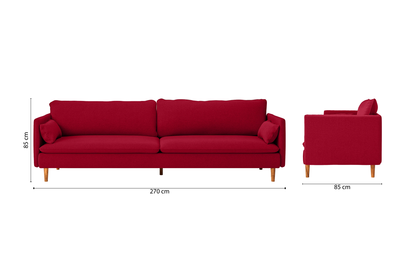 Tirreni 4 Seater Sofa Red Linen Fabric