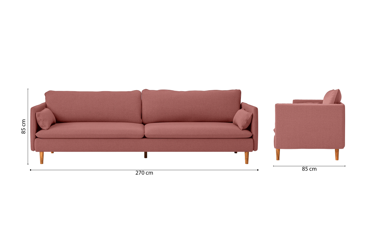 Tirreni 4 Seater Sofa Rose Pink Linen Fabric