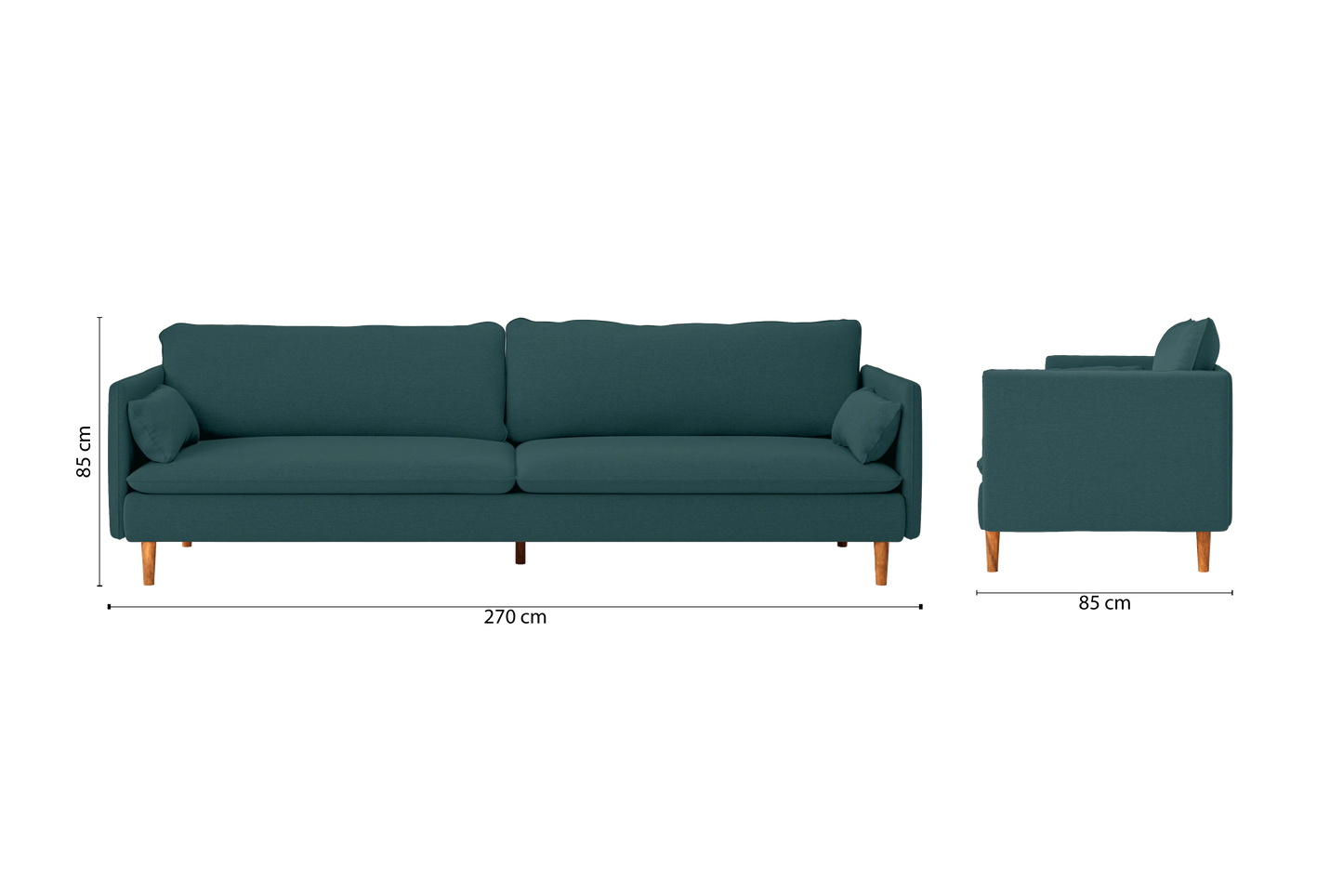 Tirreni 4 Seater Sofa Teal Linen Fabric