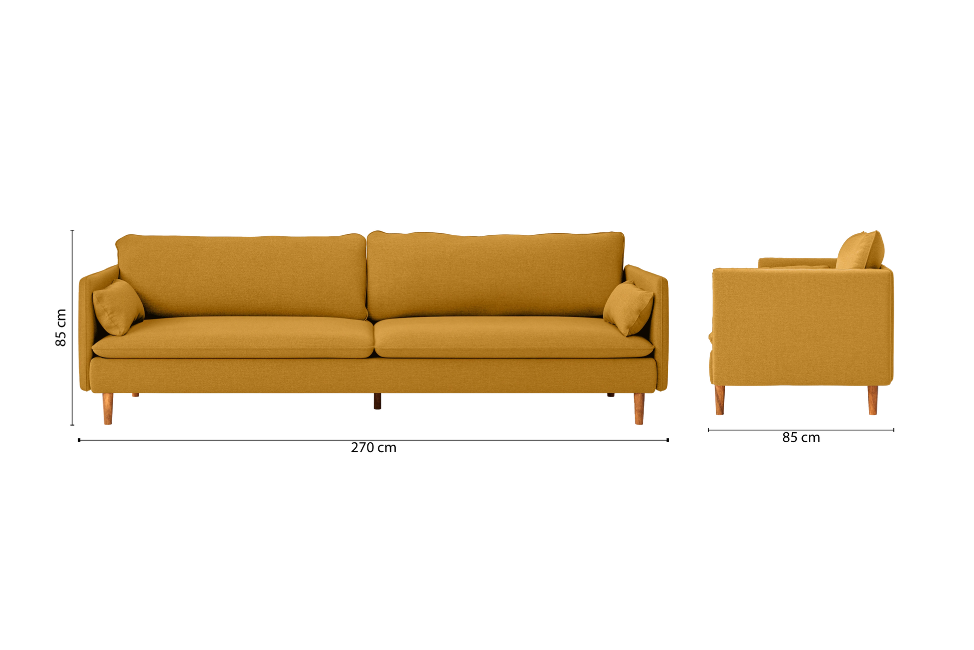 Tirreni 4 Seater Sofa Yellow Linen Fabric