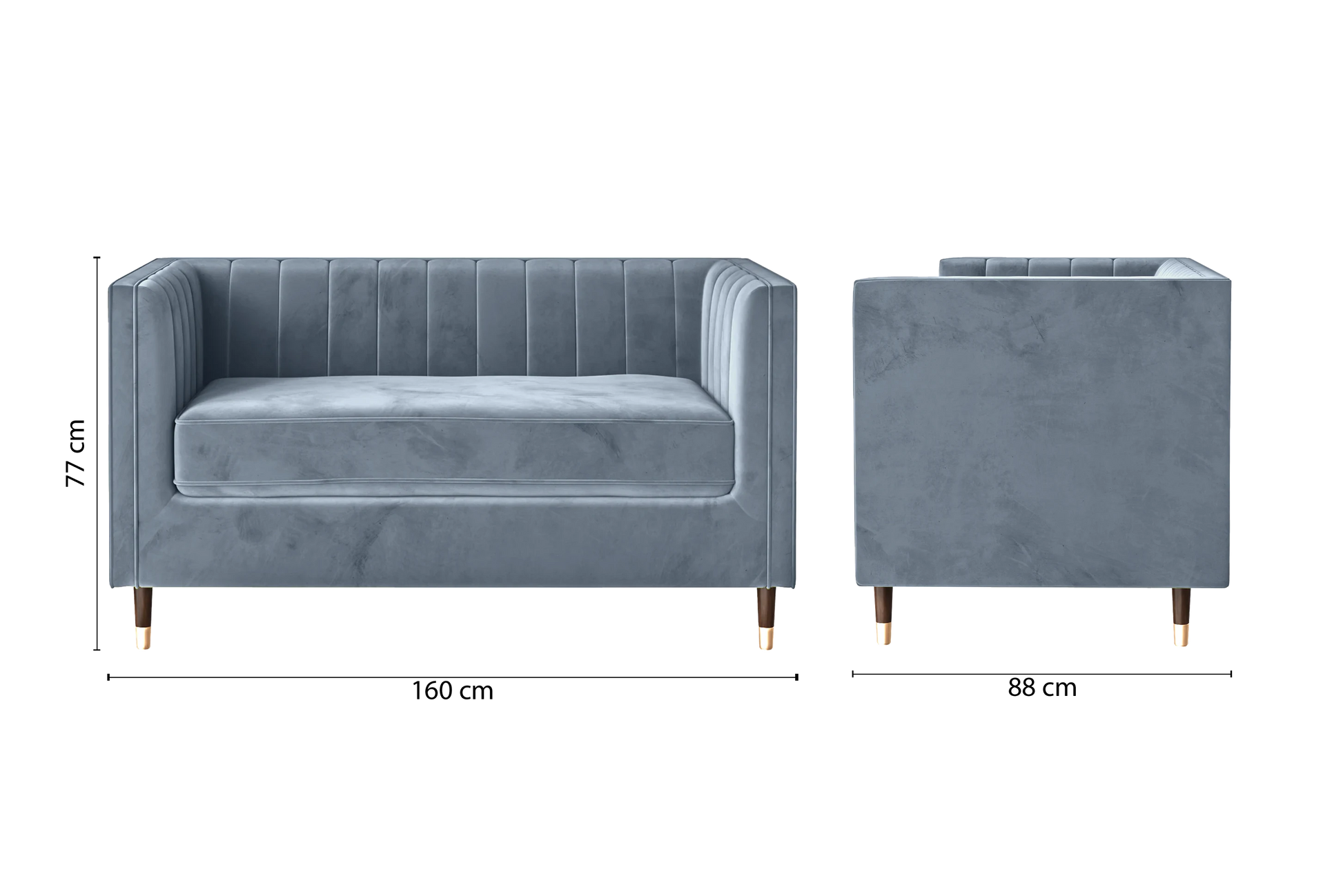 Tivoli 2 Seater Sofa Baby Blue Velvet