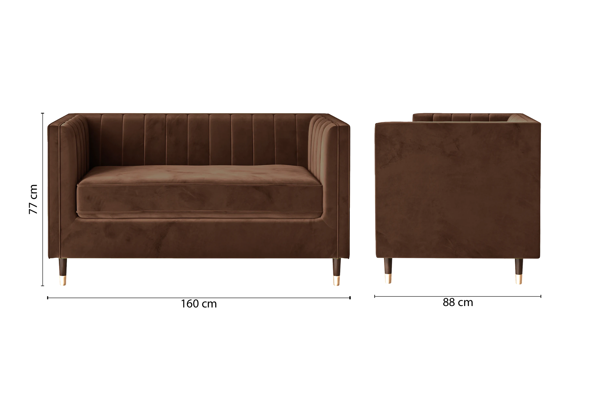 Tivoli 2 Seater Sofa Coffee Brown Velvet