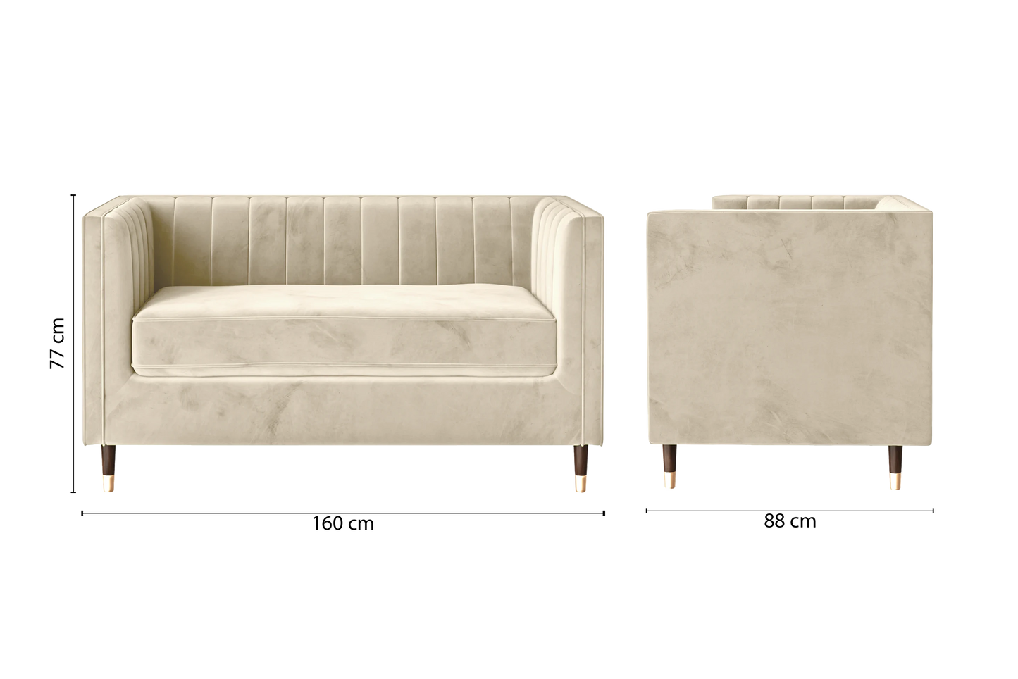 Tivoli 2 Seater Sofa Cream Velvet