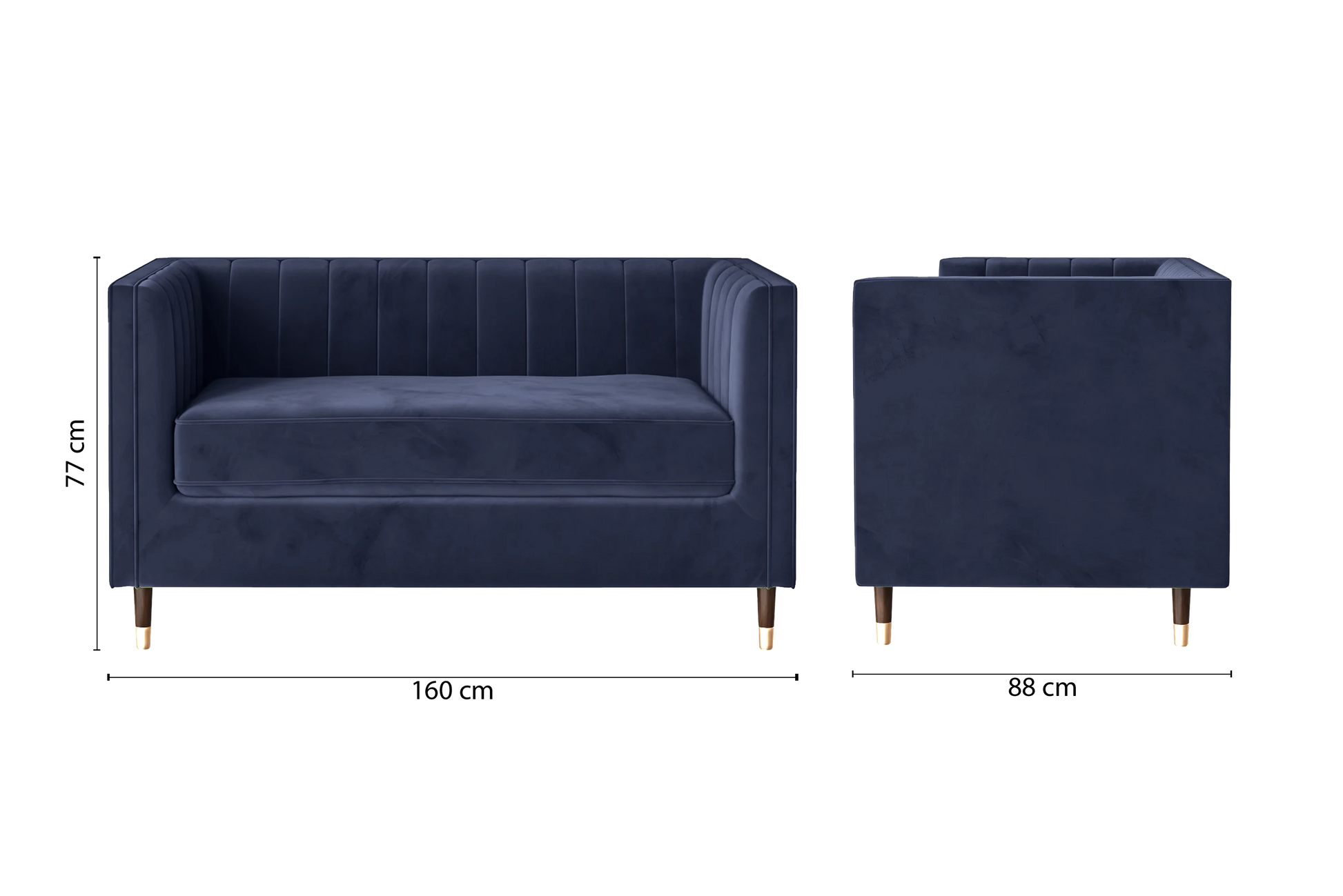 Tivoli 2 Seater Sofa Dark Blue Velvet