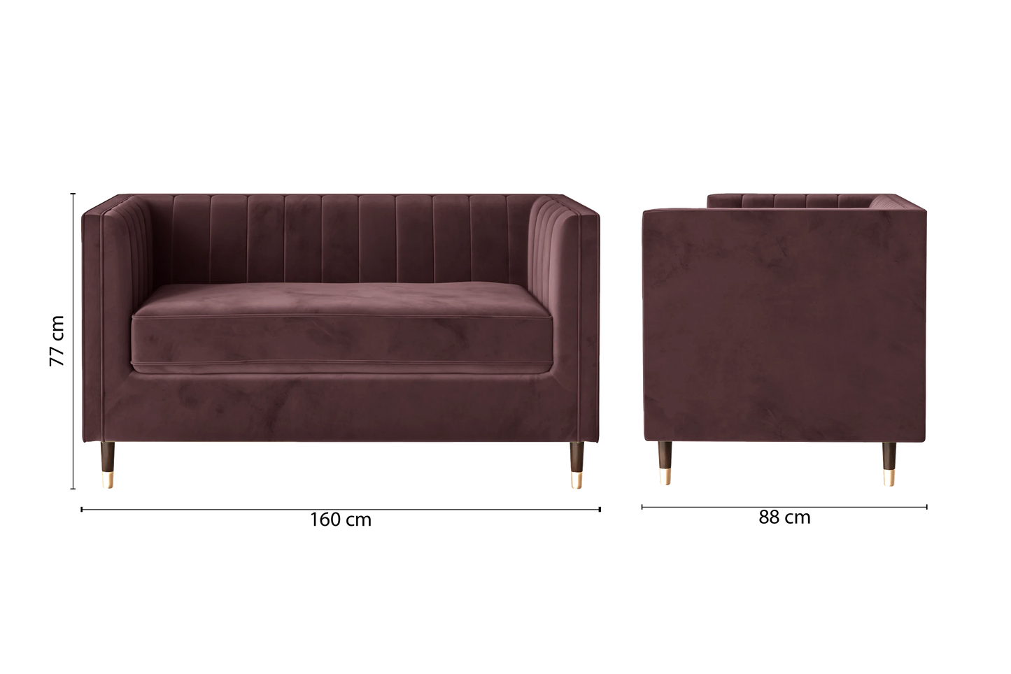 Tivoli 2 Seater Sofa Grape Velvet