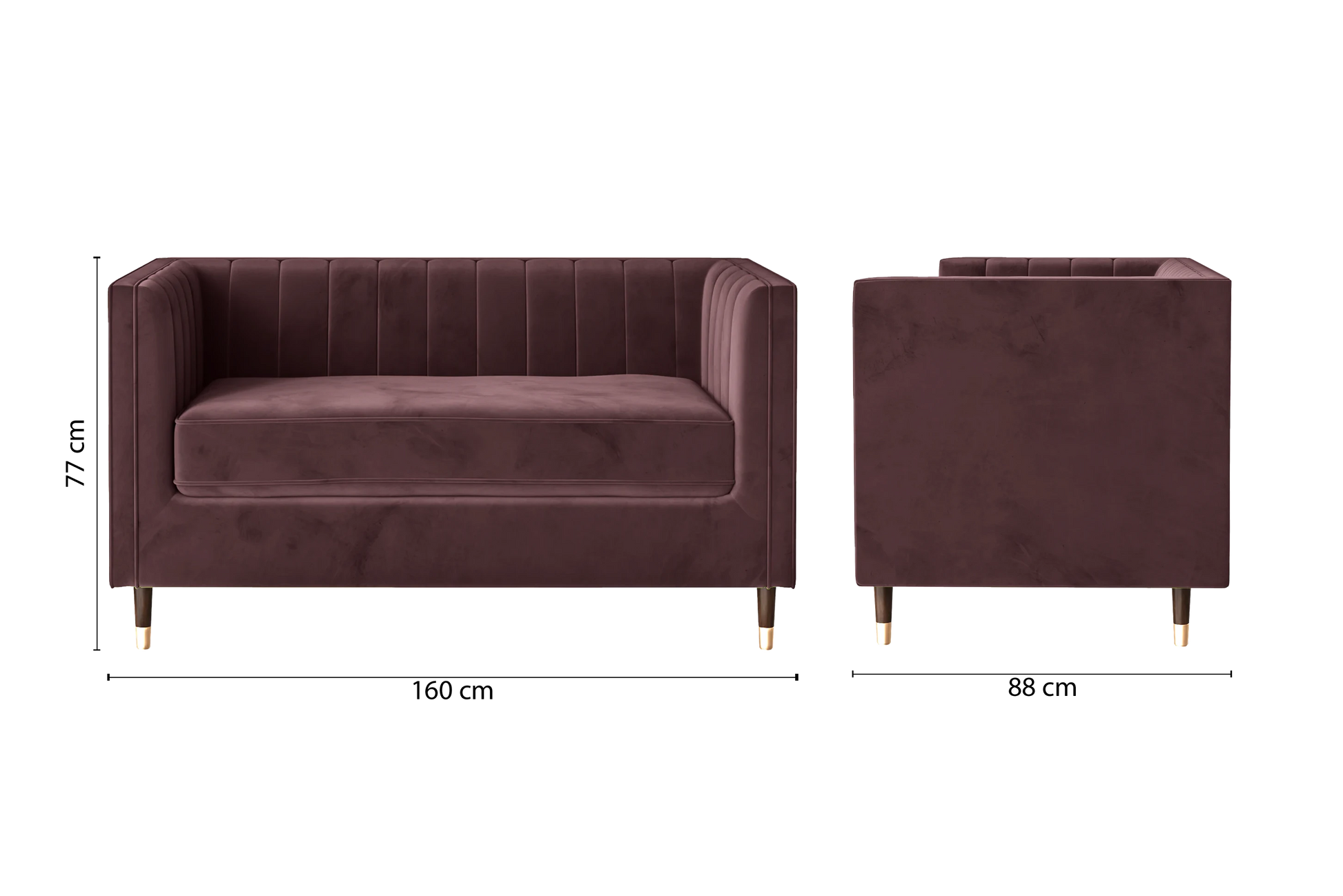 Tivoli 2 Seater Sofa Grape Velvet