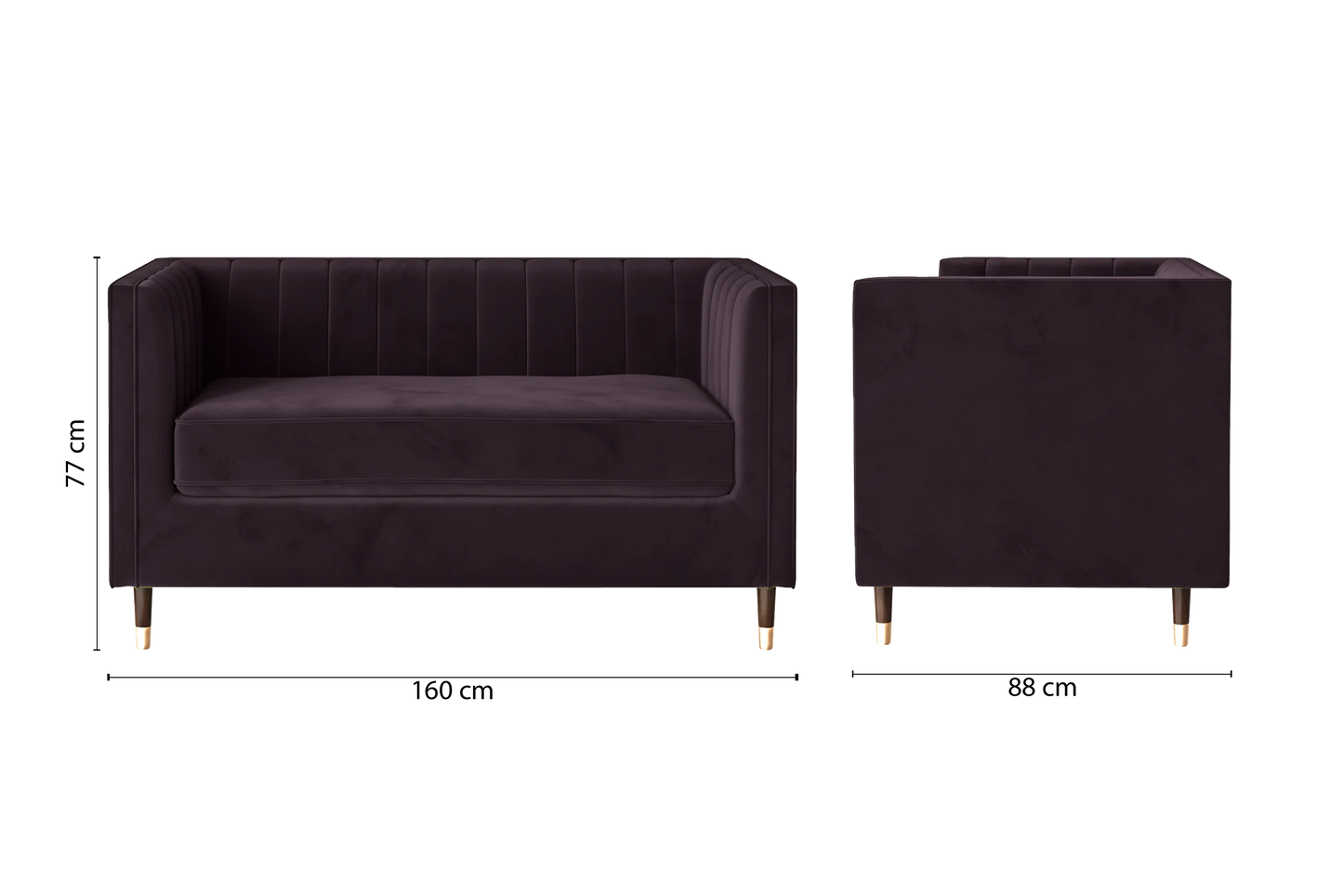 Tivoli 2 Seater Sofa Purple Velvet