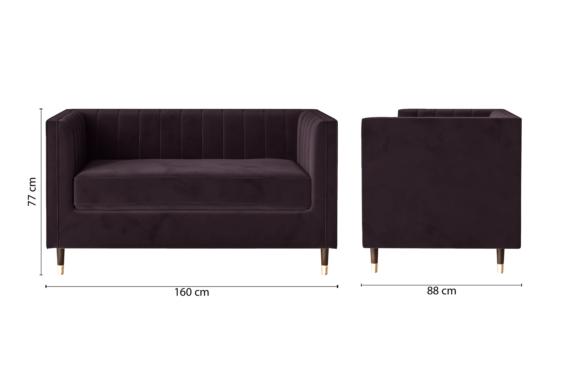 Tivoli 2 Seater Sofa Purple Velvet