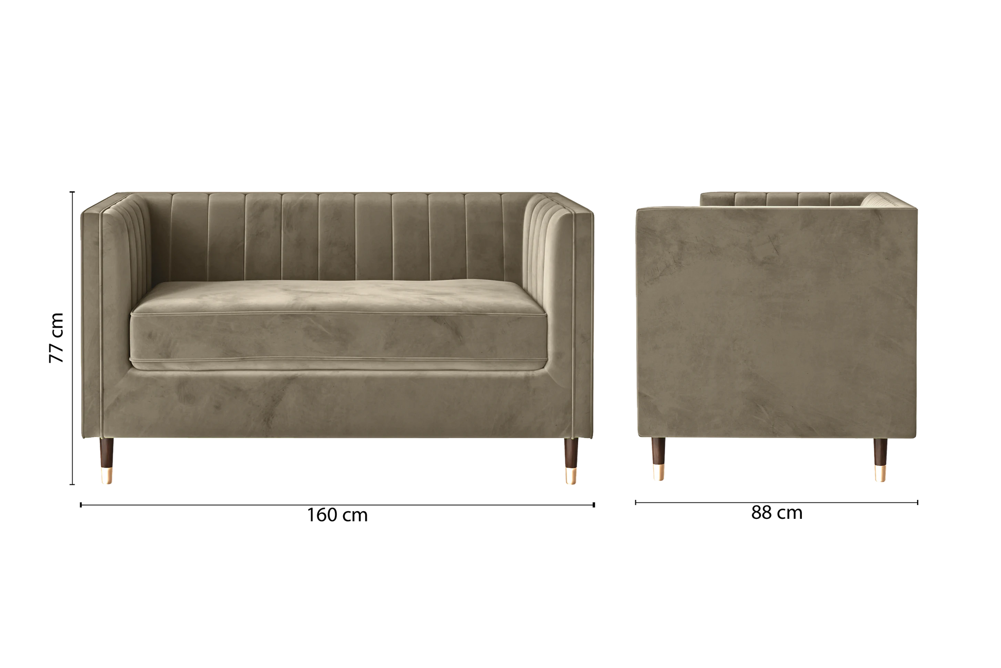 Tivoli 2 Seater Sofa Sand Velvet