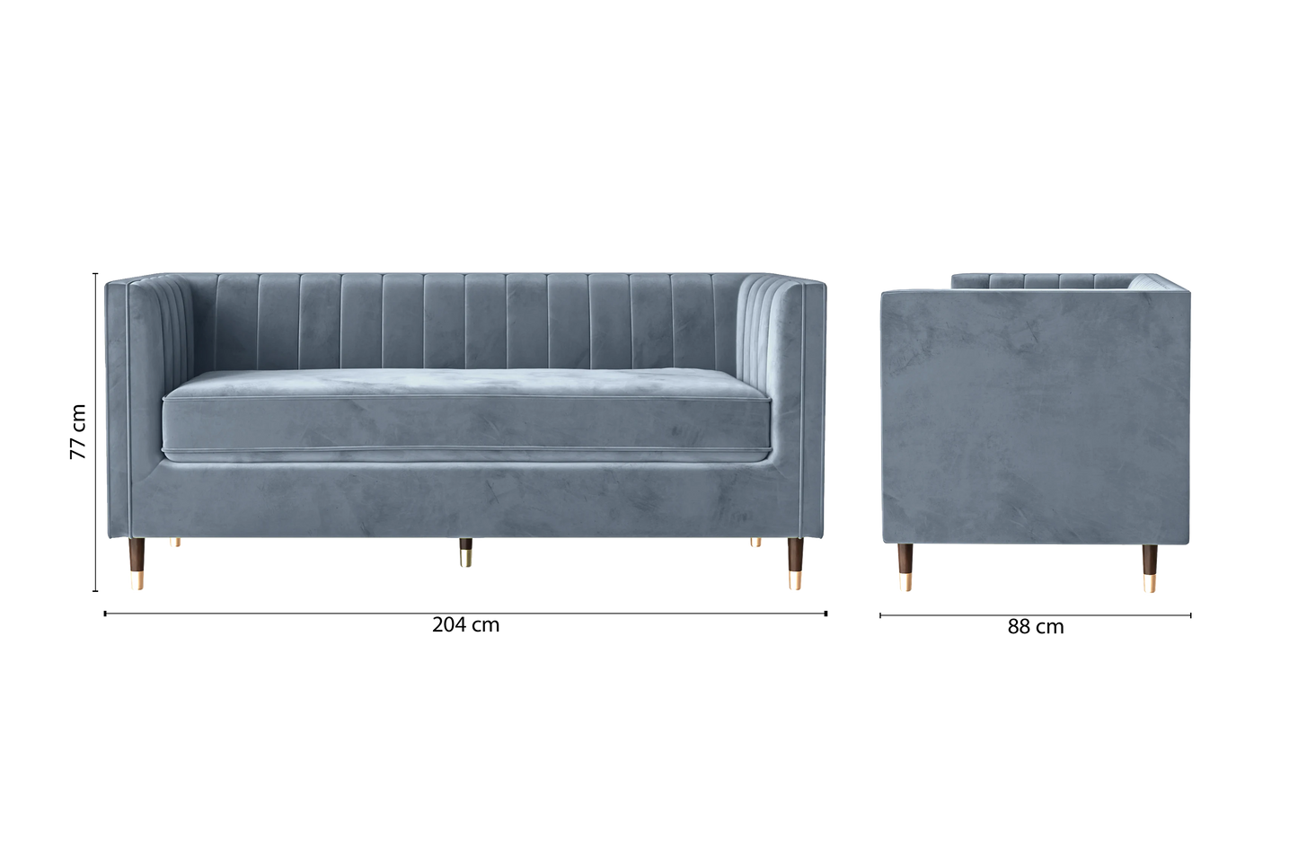 Tivoli 3 Seater Sofa Baby Blue Velvet