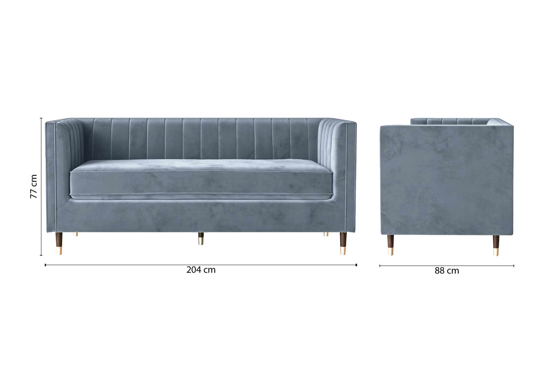 Tivoli 3 Seater Sofa Baby Blue Velvet