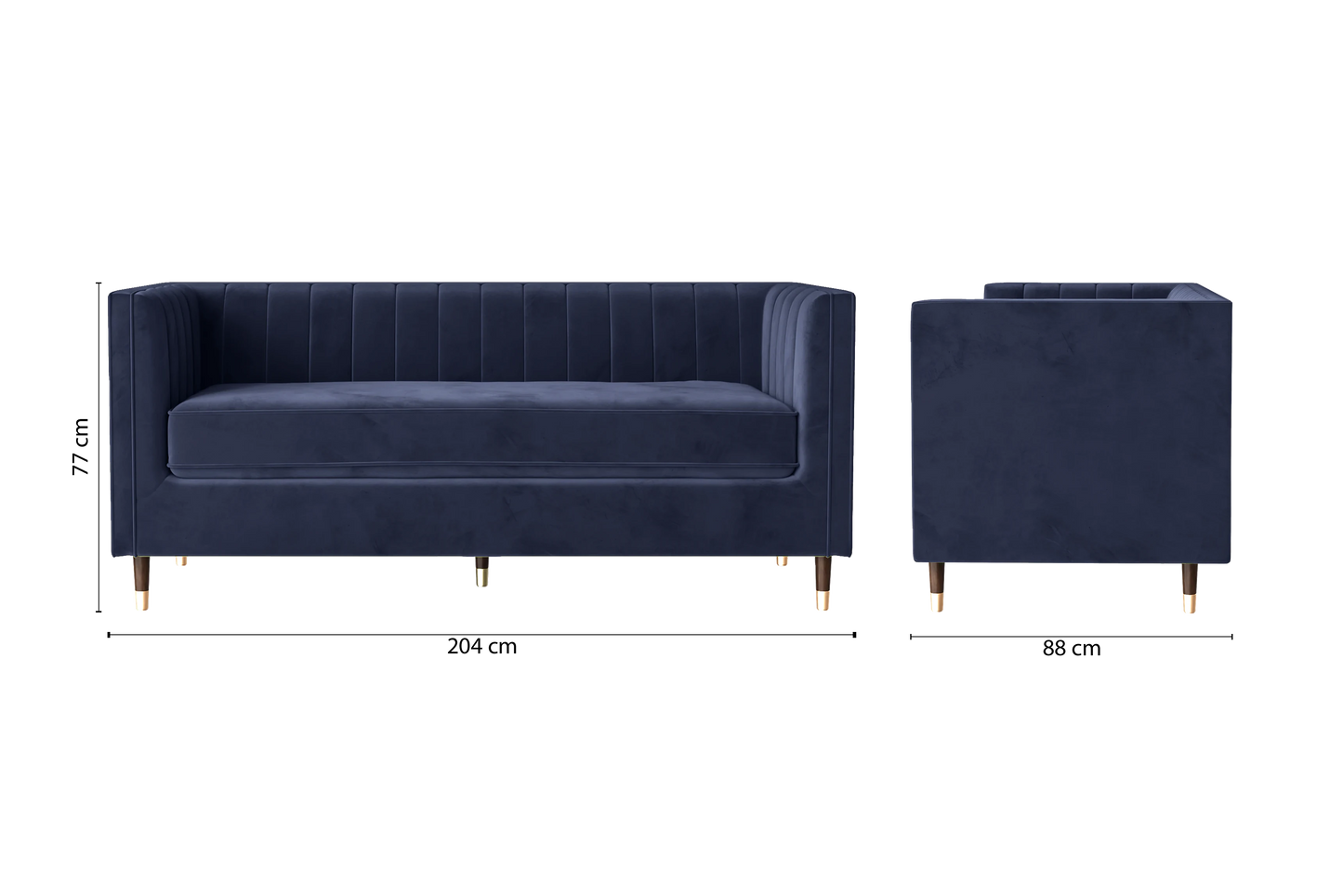 Tivoli 3 Seater Sofa Dark Blue Velvet