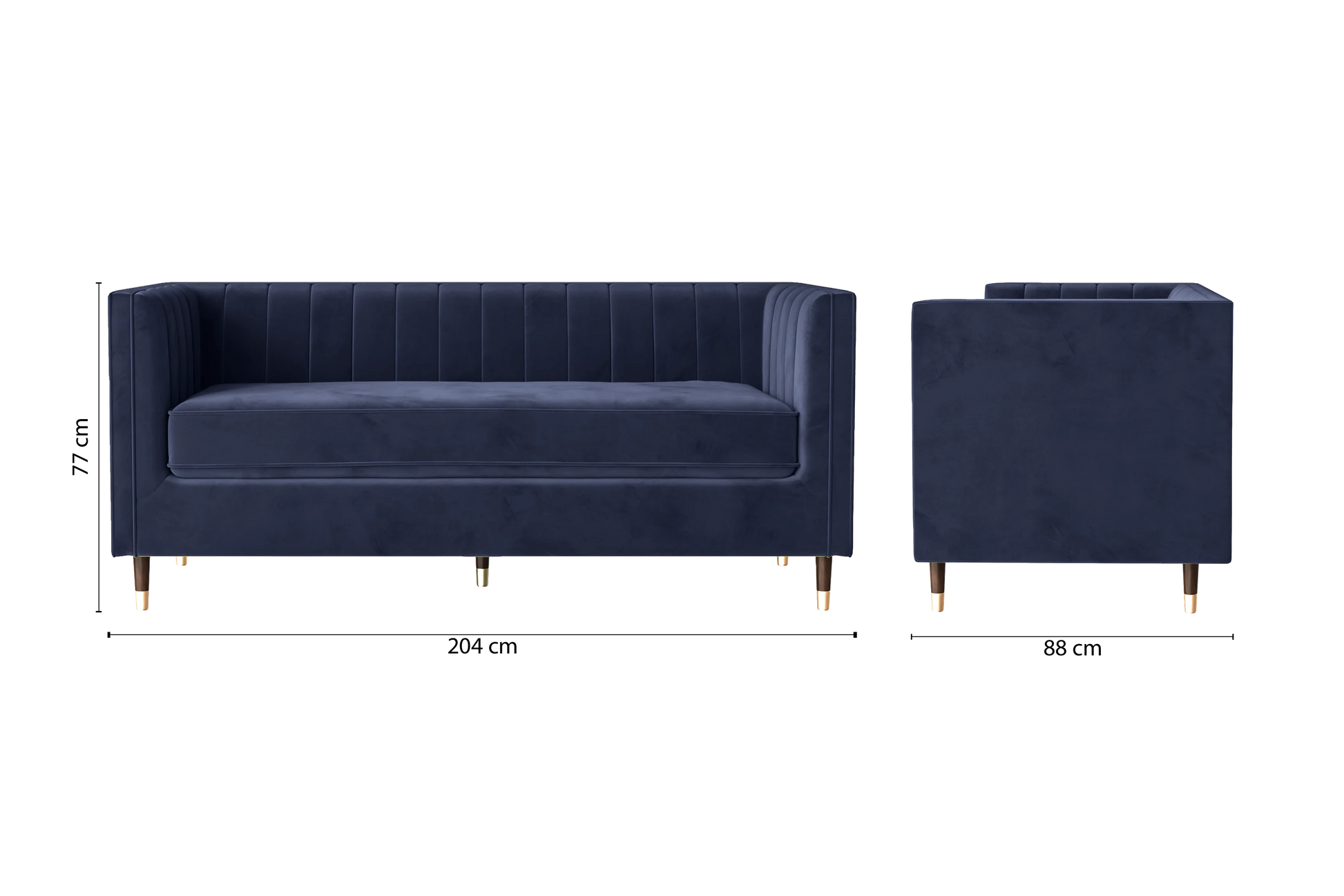 Tivoli 3 Seater Sofa Dark Blue Velvet