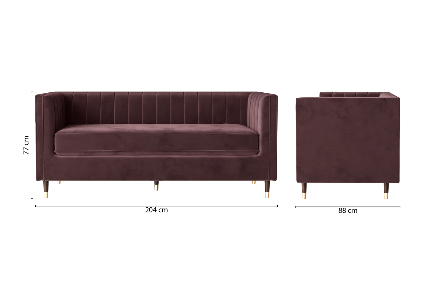 Tivoli 3 Seater Sofa Grape Velvet