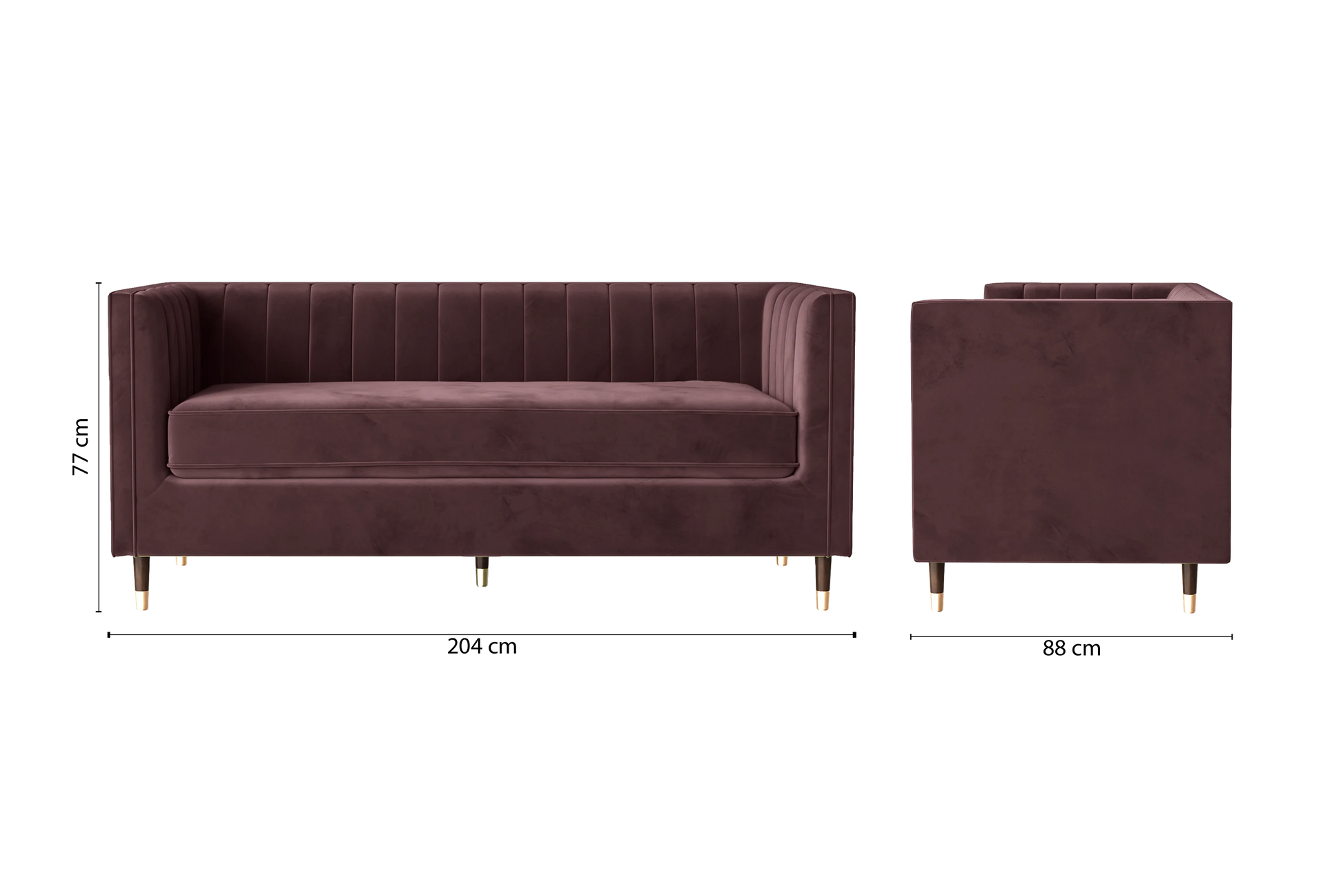 Tivoli 3 Seater Sofa Grape Velvet