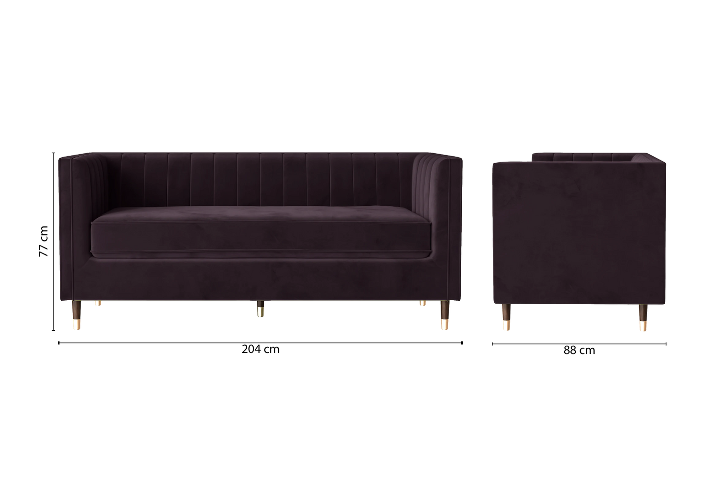 Tivoli 3 Seater Sofa Purple Velvet