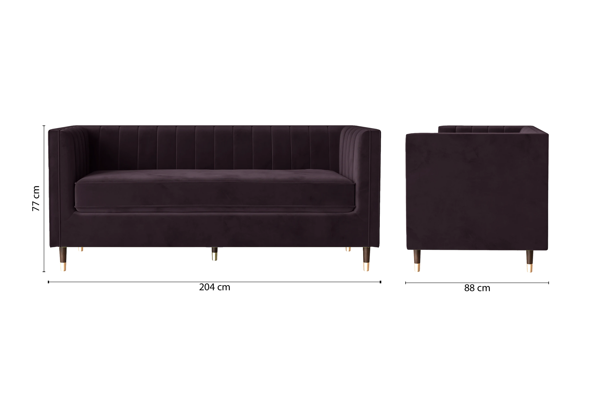 Tivoli 3 Seater Sofa Purple Velvet