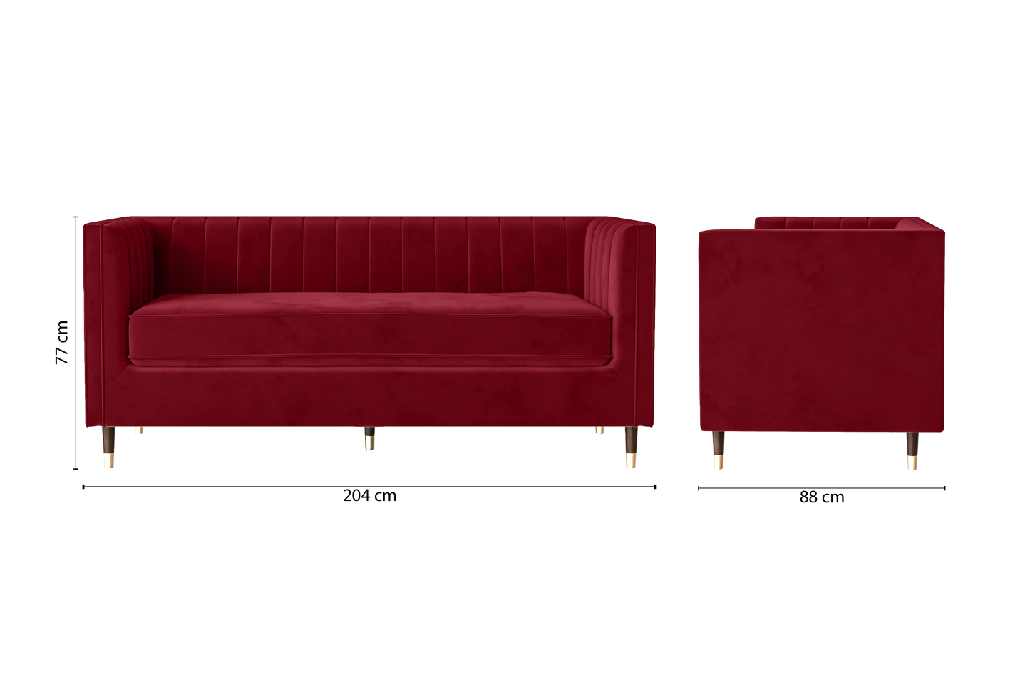 Tivoli 3 Seater Sofa Red Velvet