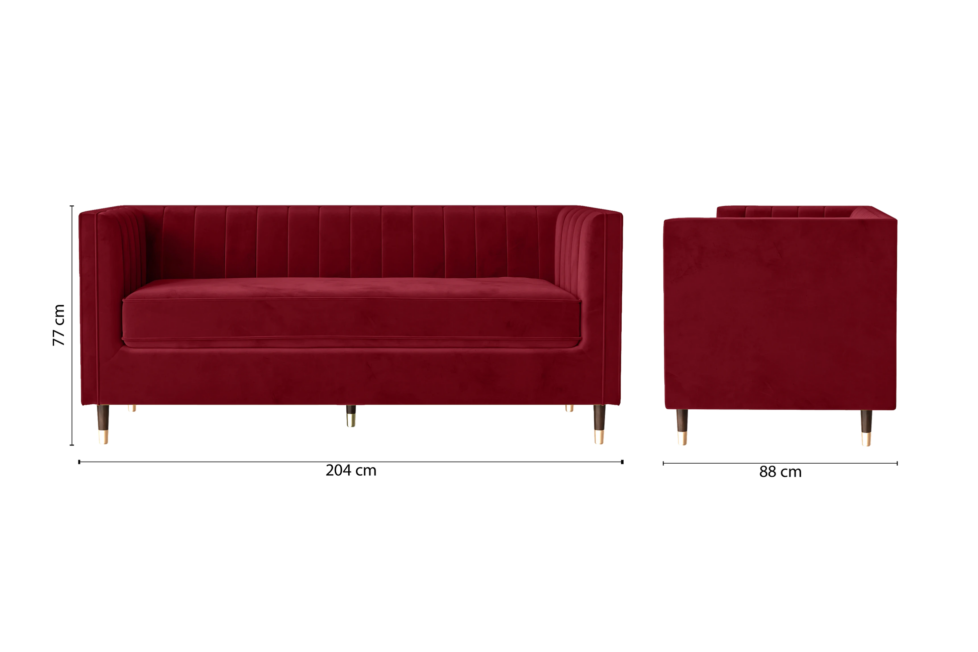 Tivoli 3 Seater Sofa Red Velvet