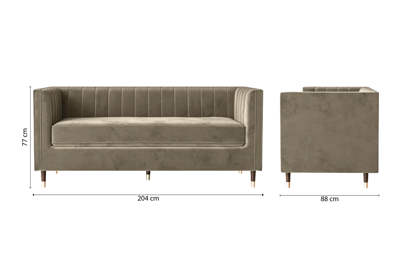 Tivoli 3 Seater Sofa Sand Velvet