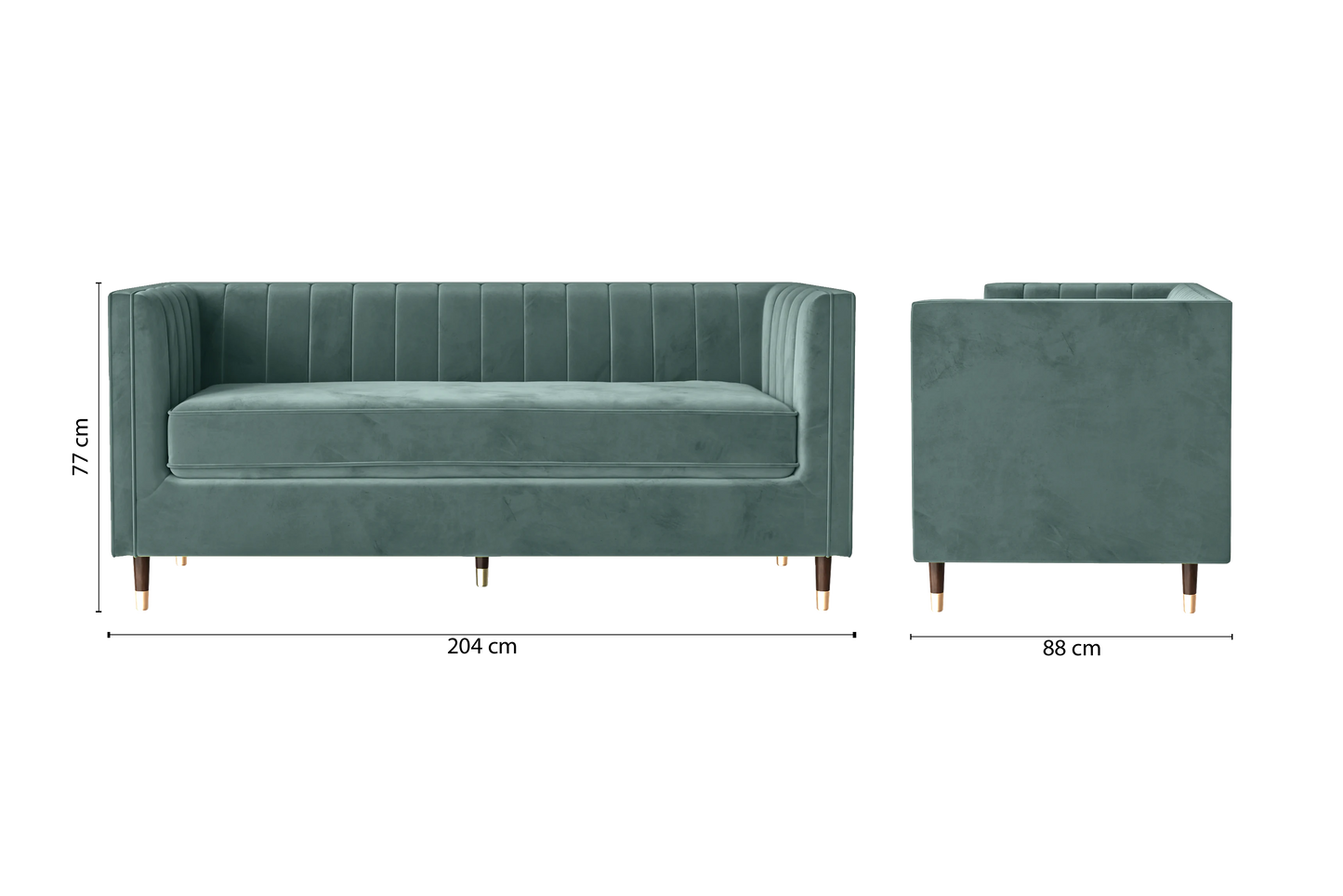 Tivoli 3 Seater Sofa Teal Velvet