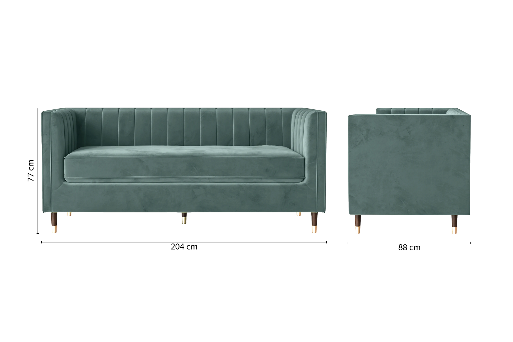 Tivoli 3 Seater Sofa Teal Velvet