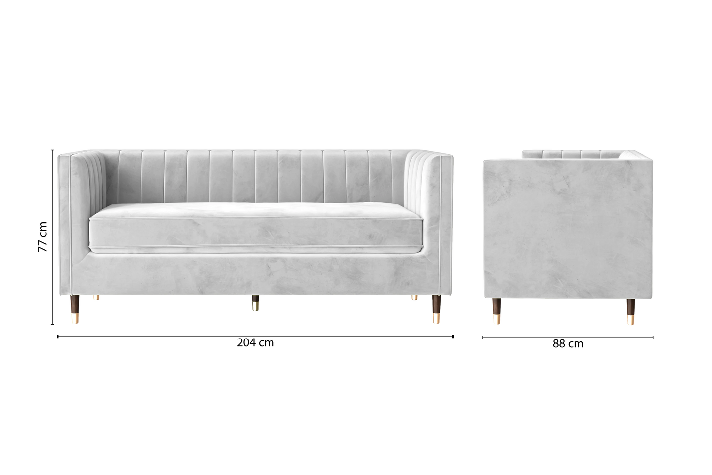 Tivoli 3 Seater Sofa White Velvet