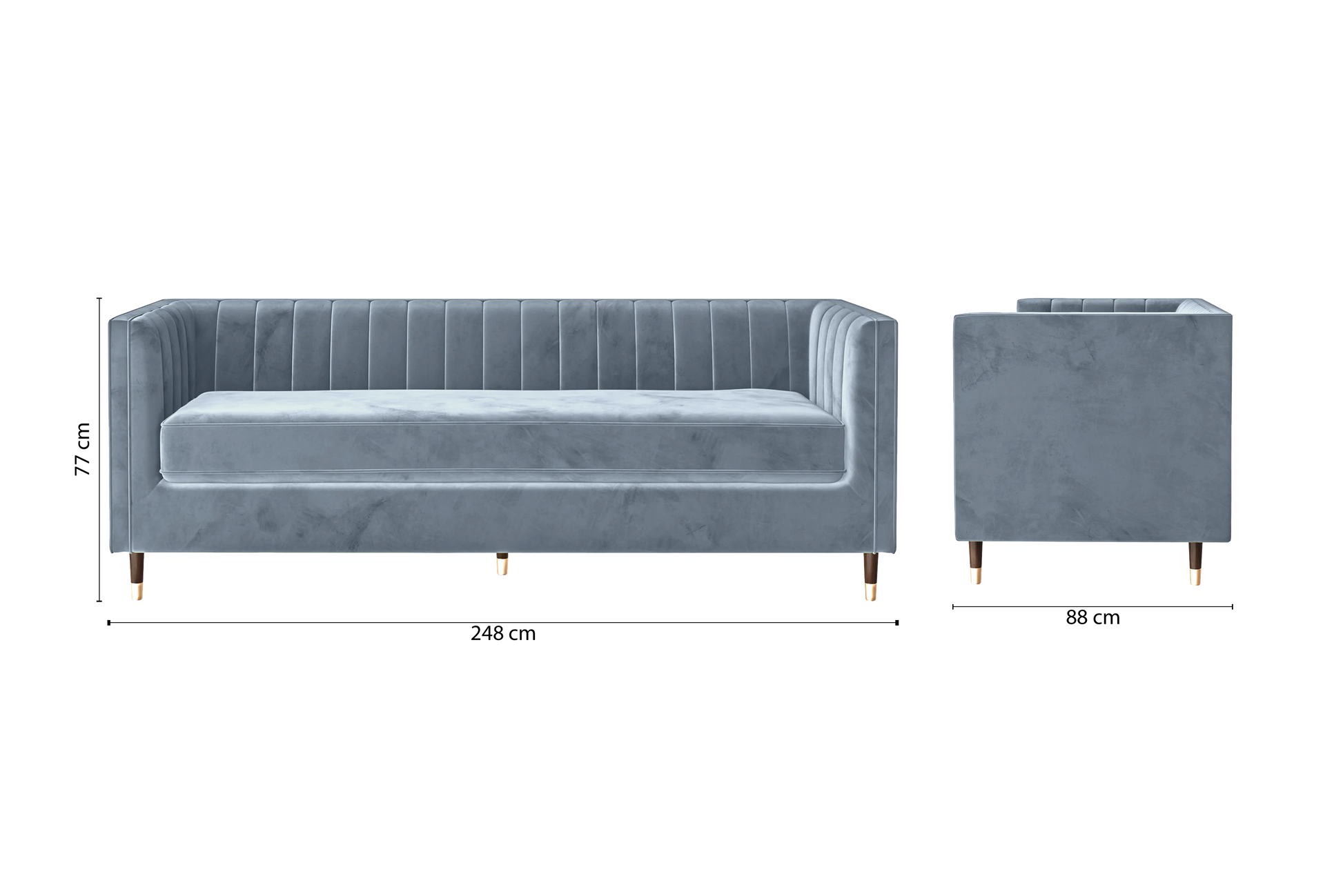 Tivoli 4 Seater Sofa Baby Blue Velvet