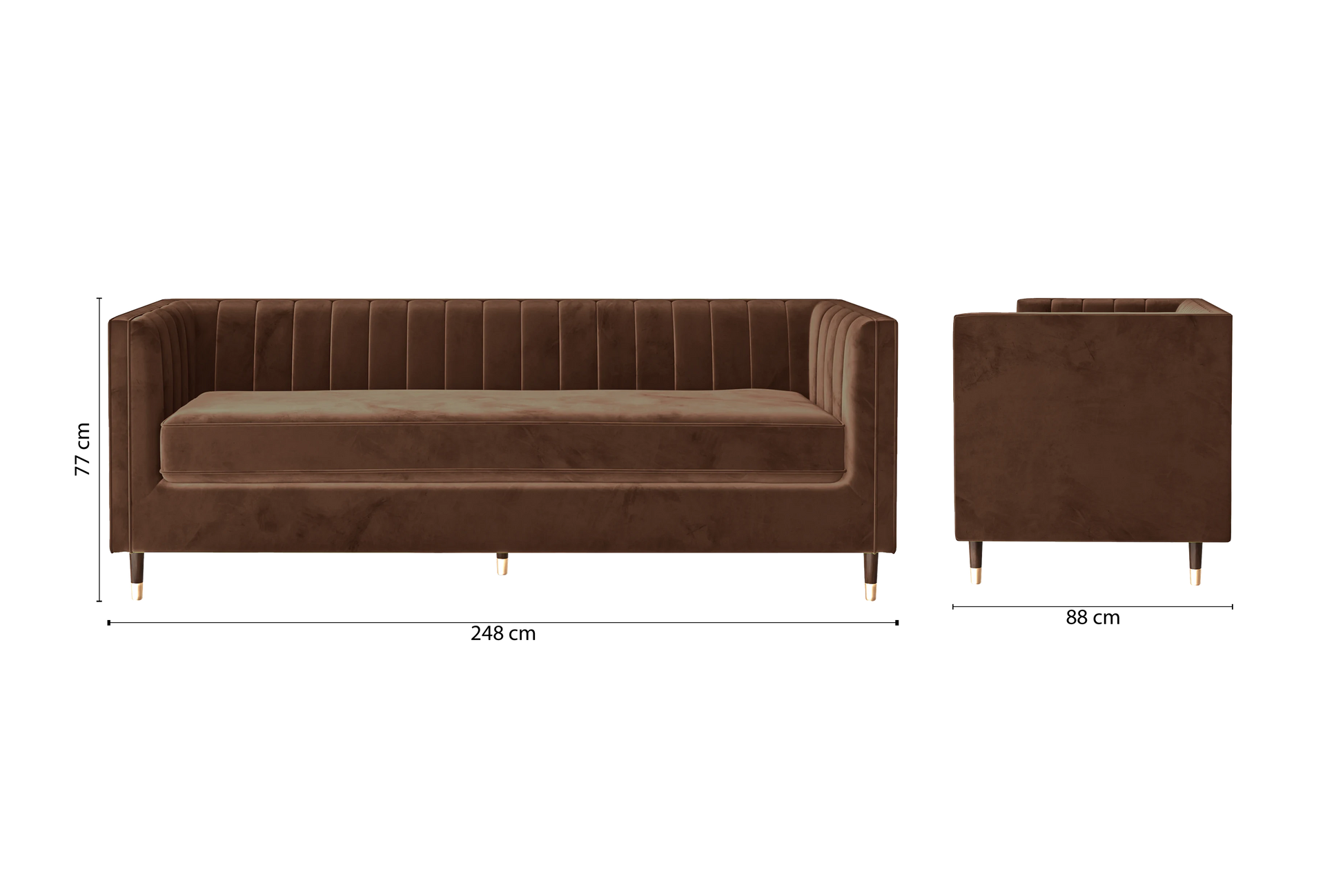 Tivoli 4 Seater Sofa Coffee Brown Velvet