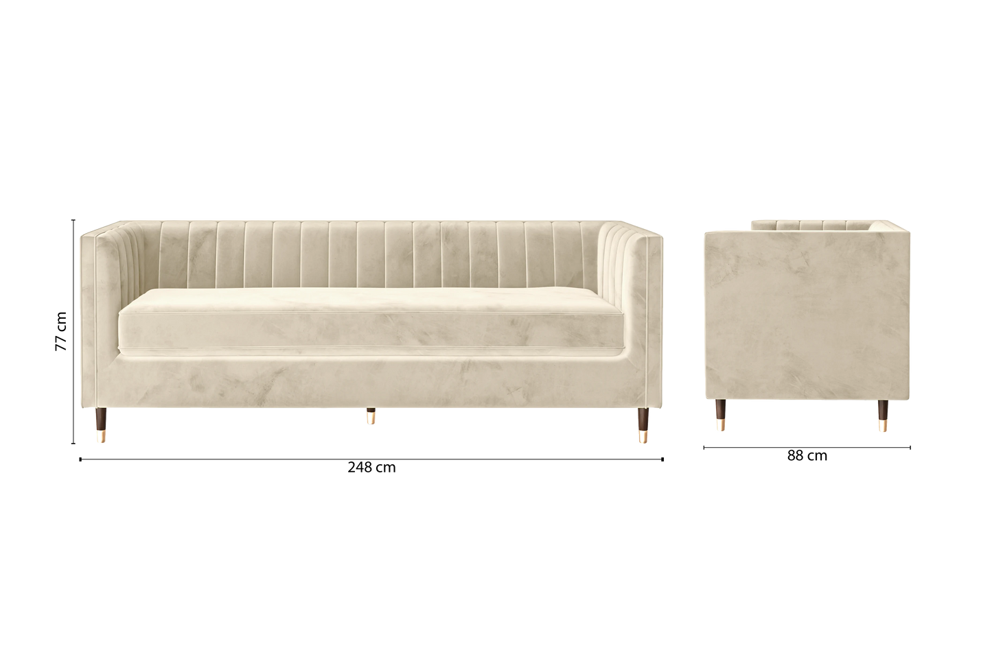 Tivoli 4 Seater Sofa Cream Velvet