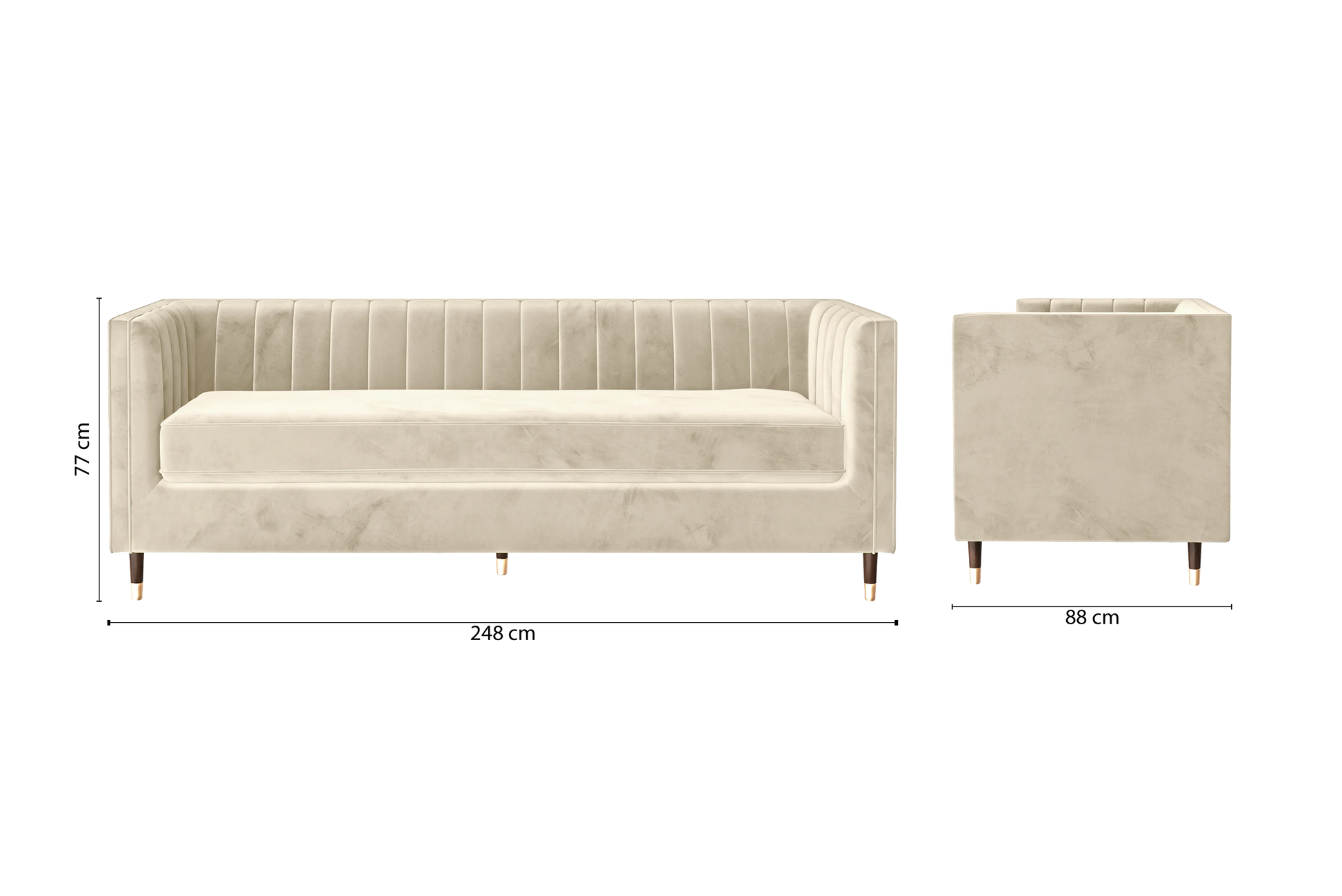 Tivoli 4 Seater Sofa Cream Velvet