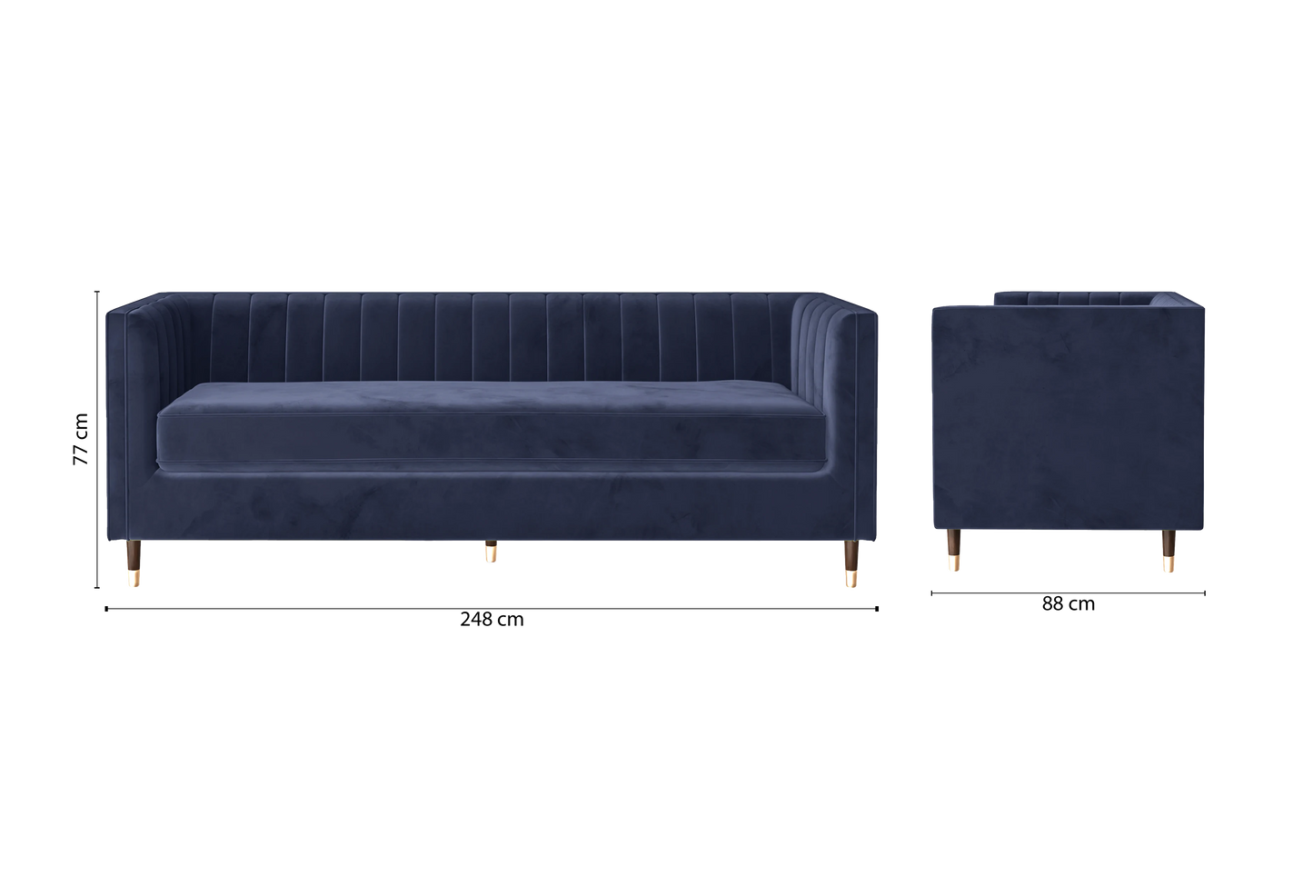 Tivoli 4 Seater Sofa Dark Blue Velvet