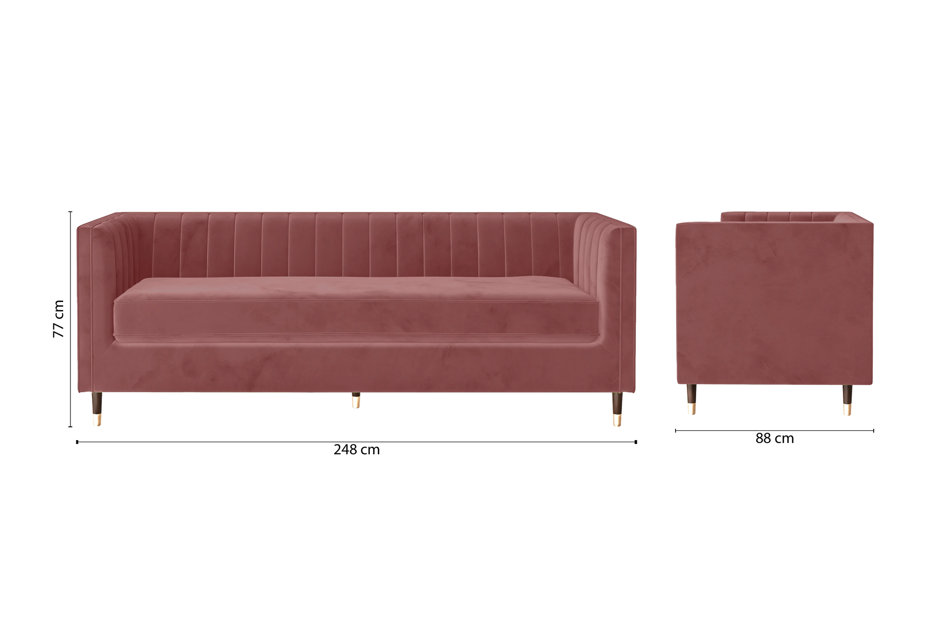 Tivoli 4 Seater Sofa Pink Velvet