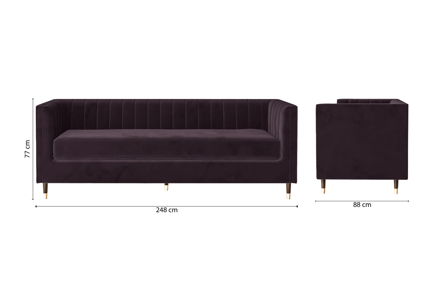 Tivoli 4 Seater Sofa Purple Velvet