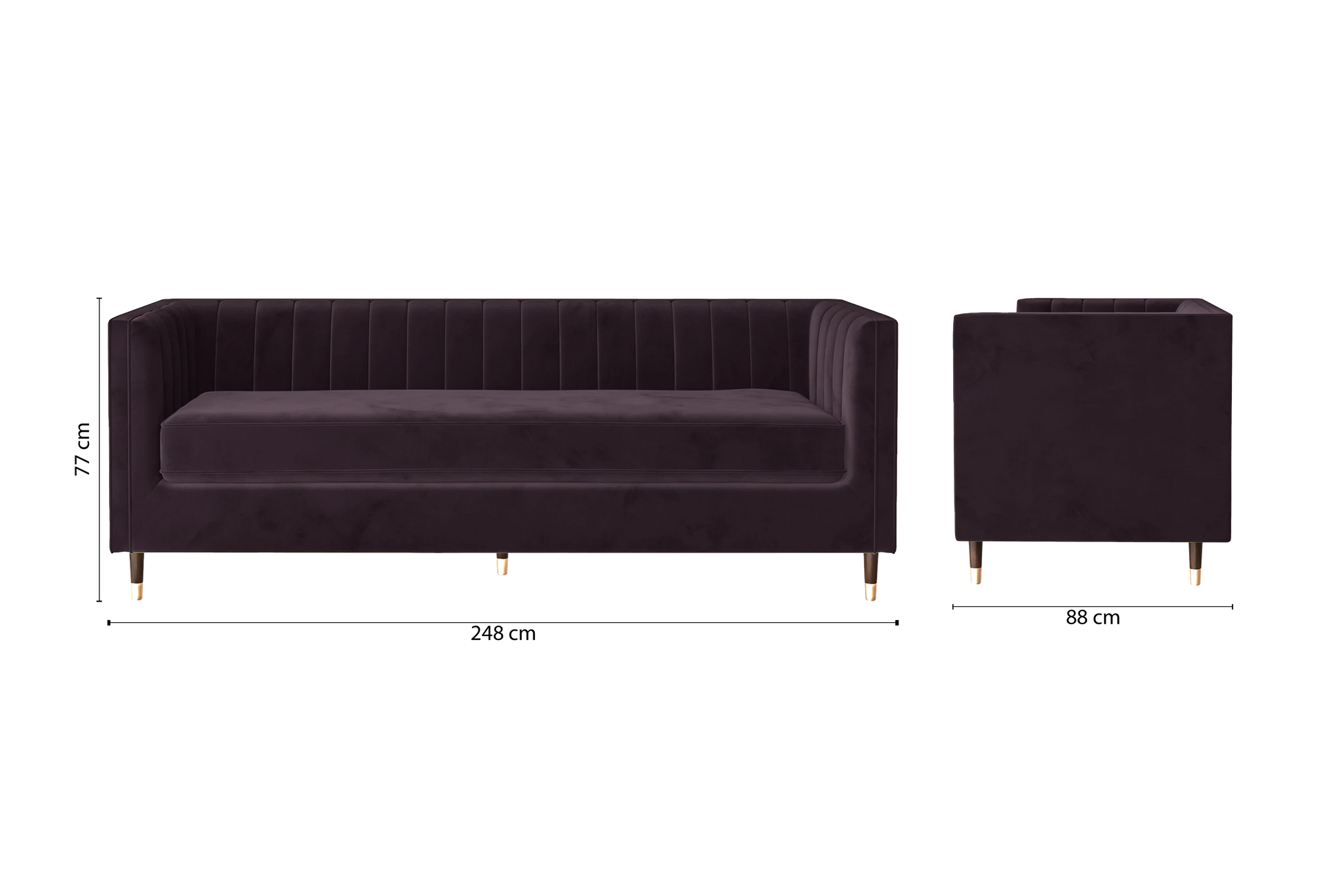 Tivoli 4 Seater Sofa Purple Velvet