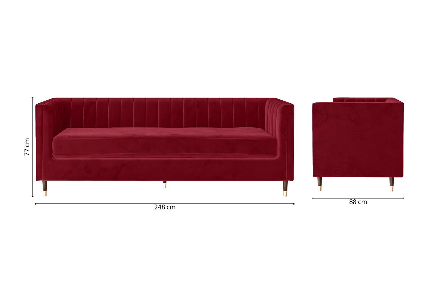 Tivoli 4 Seater Sofa Red Velvet