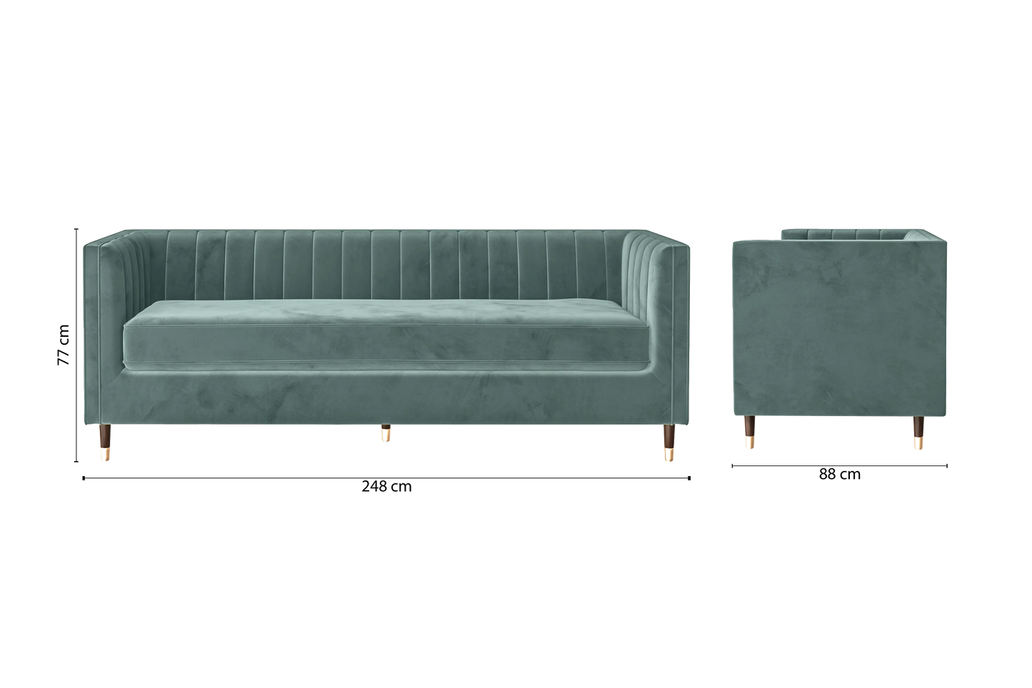 Tivoli 4 Seater Sofa Teal Velvet