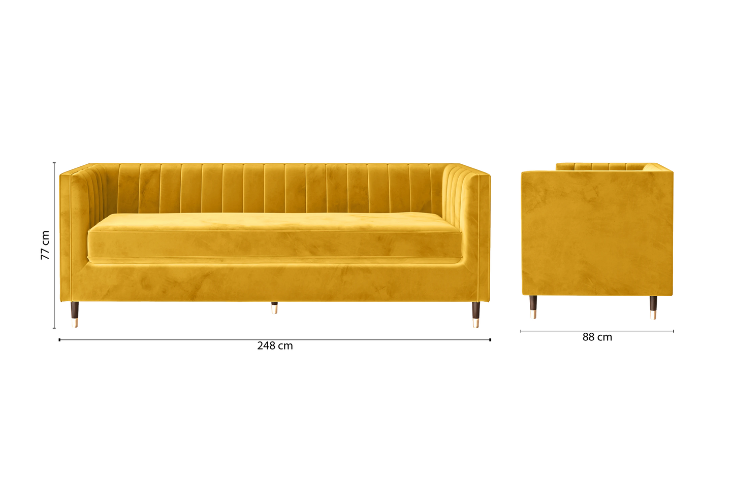 Tivoli 4 Seater Sofa Yellow Velvet