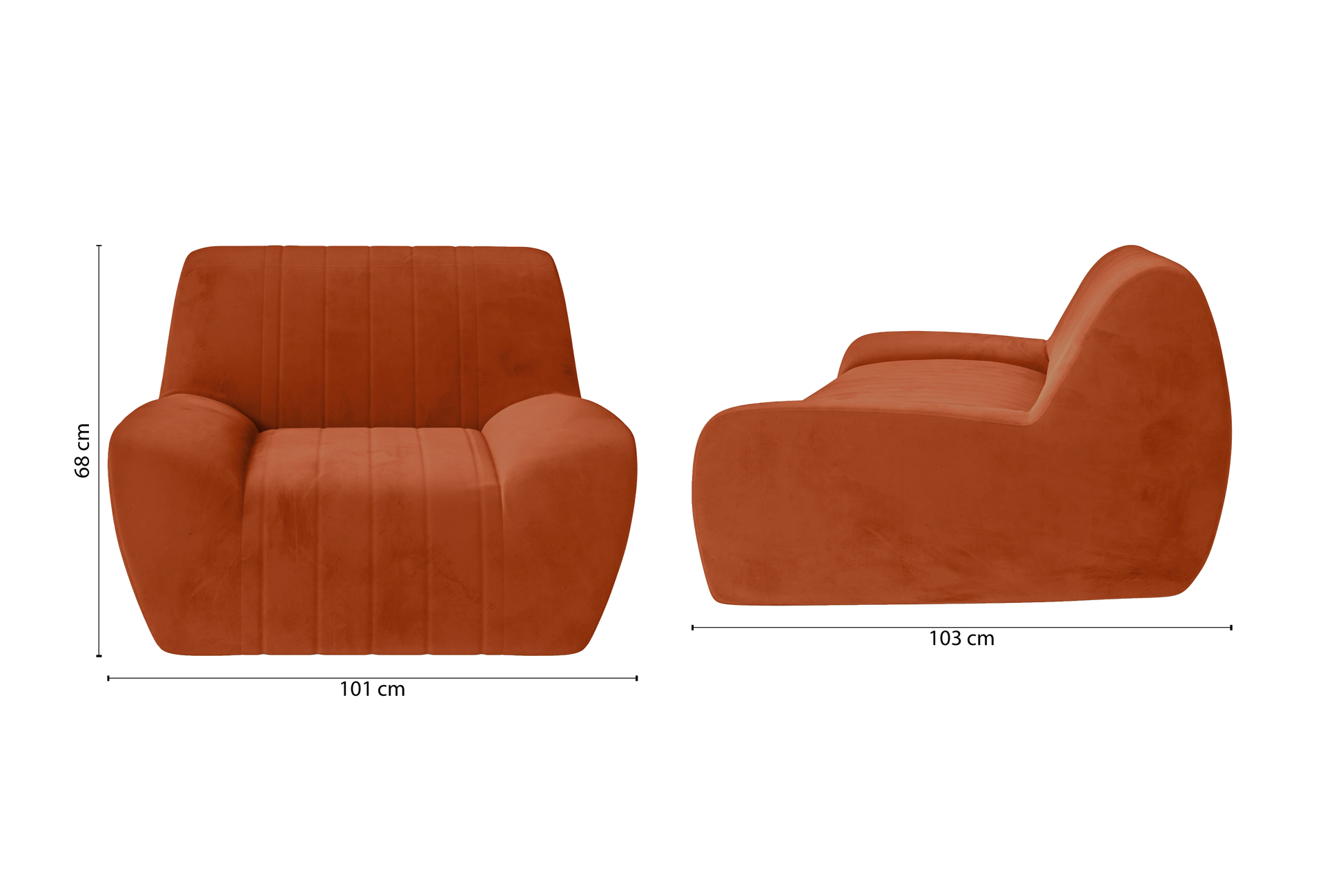 Trapani Armchair Orange Velvet