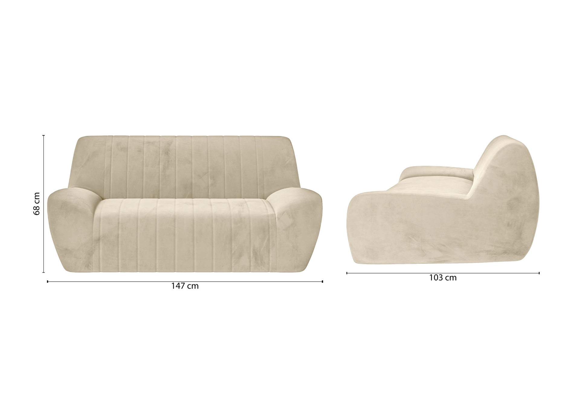 Trapani 2 Seater Sofa Cream Velvet