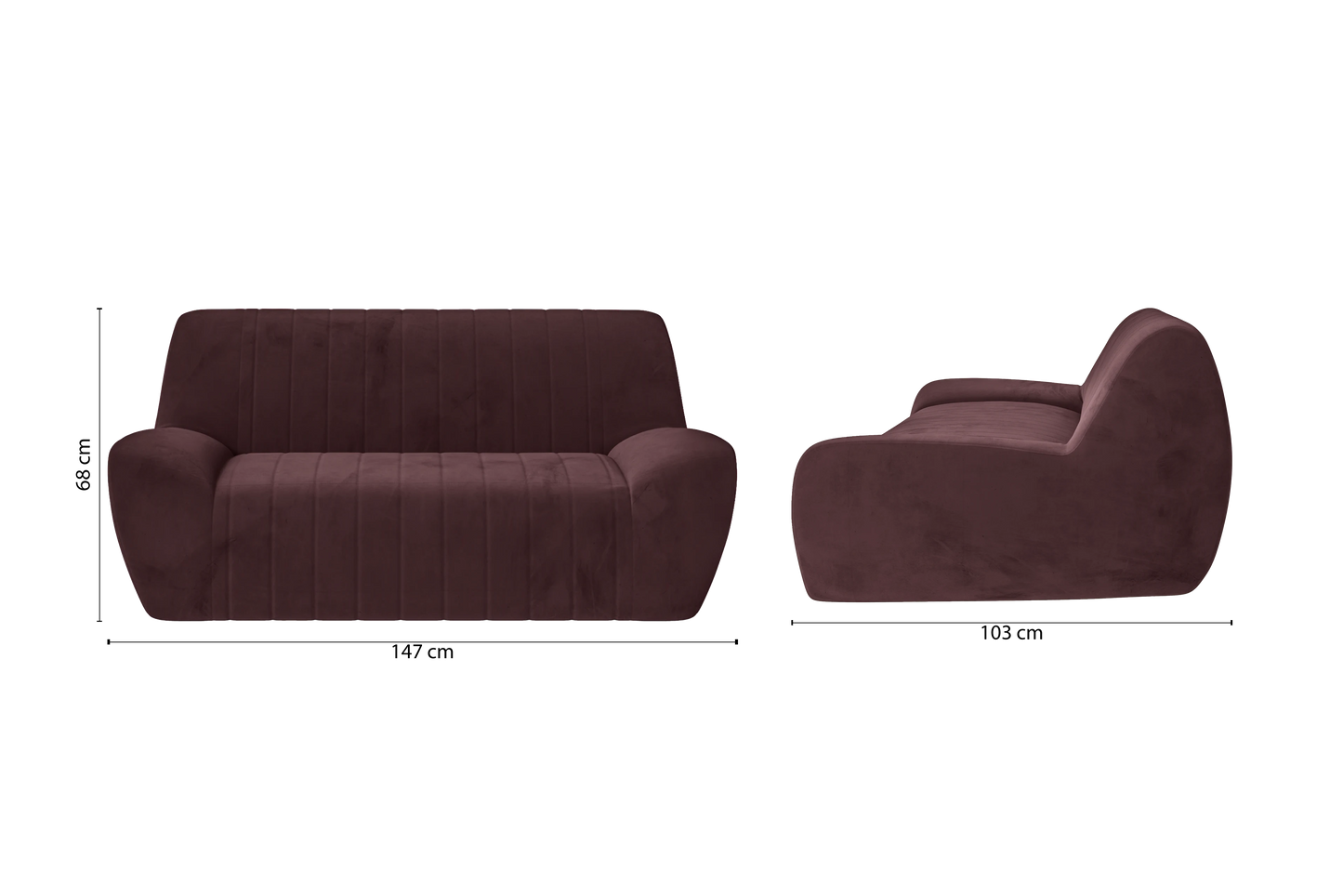 Trapani 2 Seater Sofa Grape Velvet