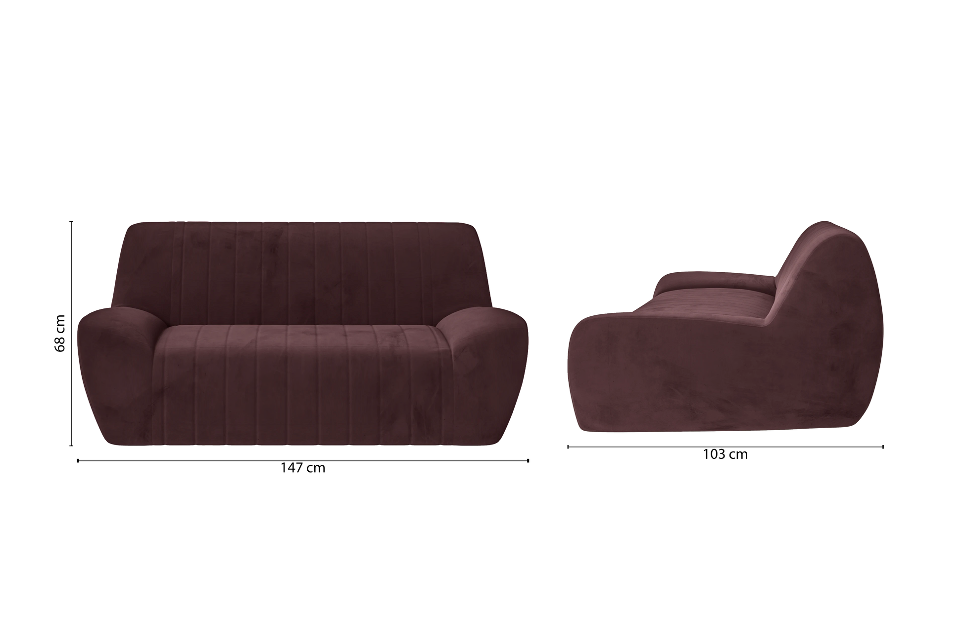 Trapani 2 Seater Sofa Grape Velvet