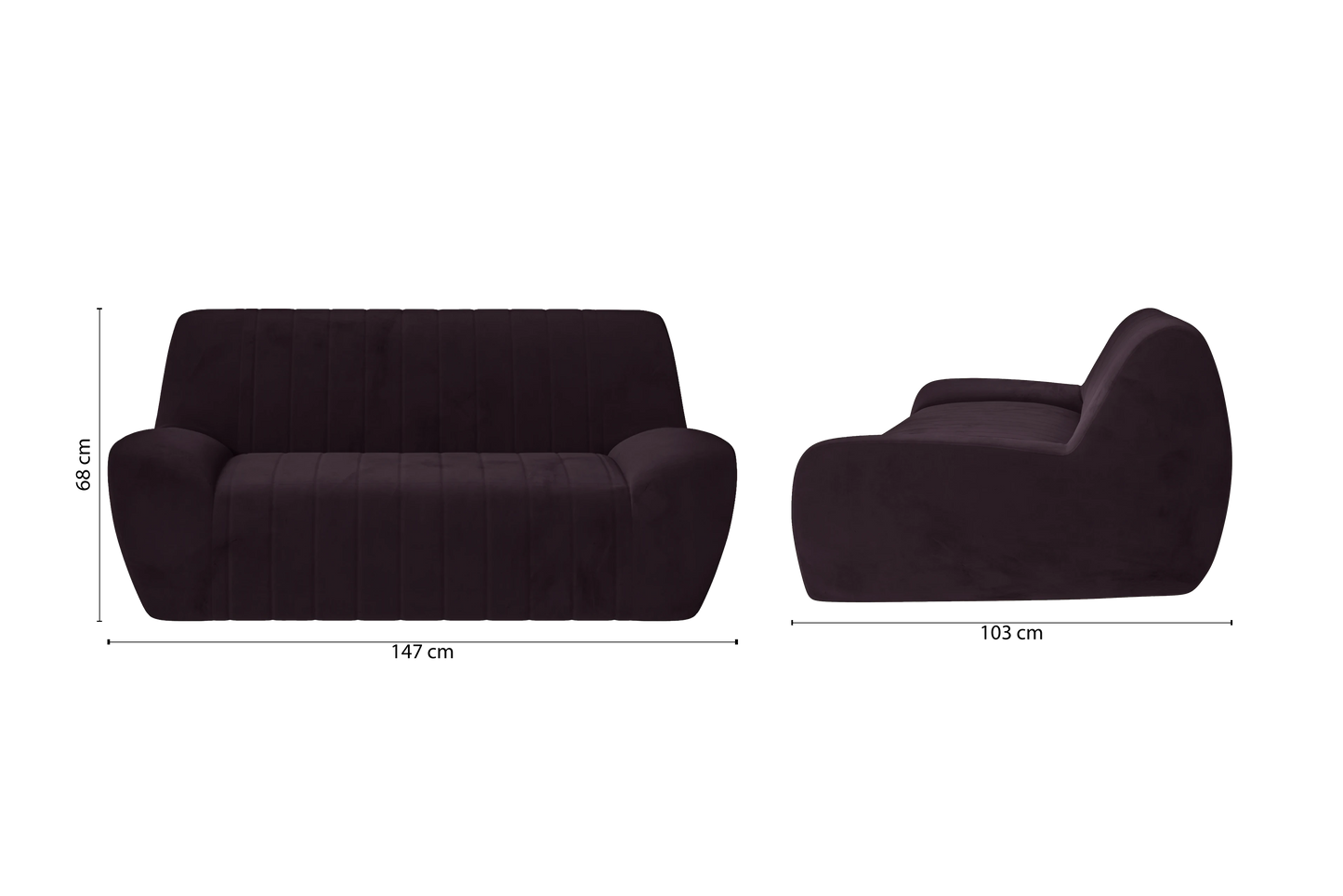 Trapani 2 Seater Sofa Purple Velvet