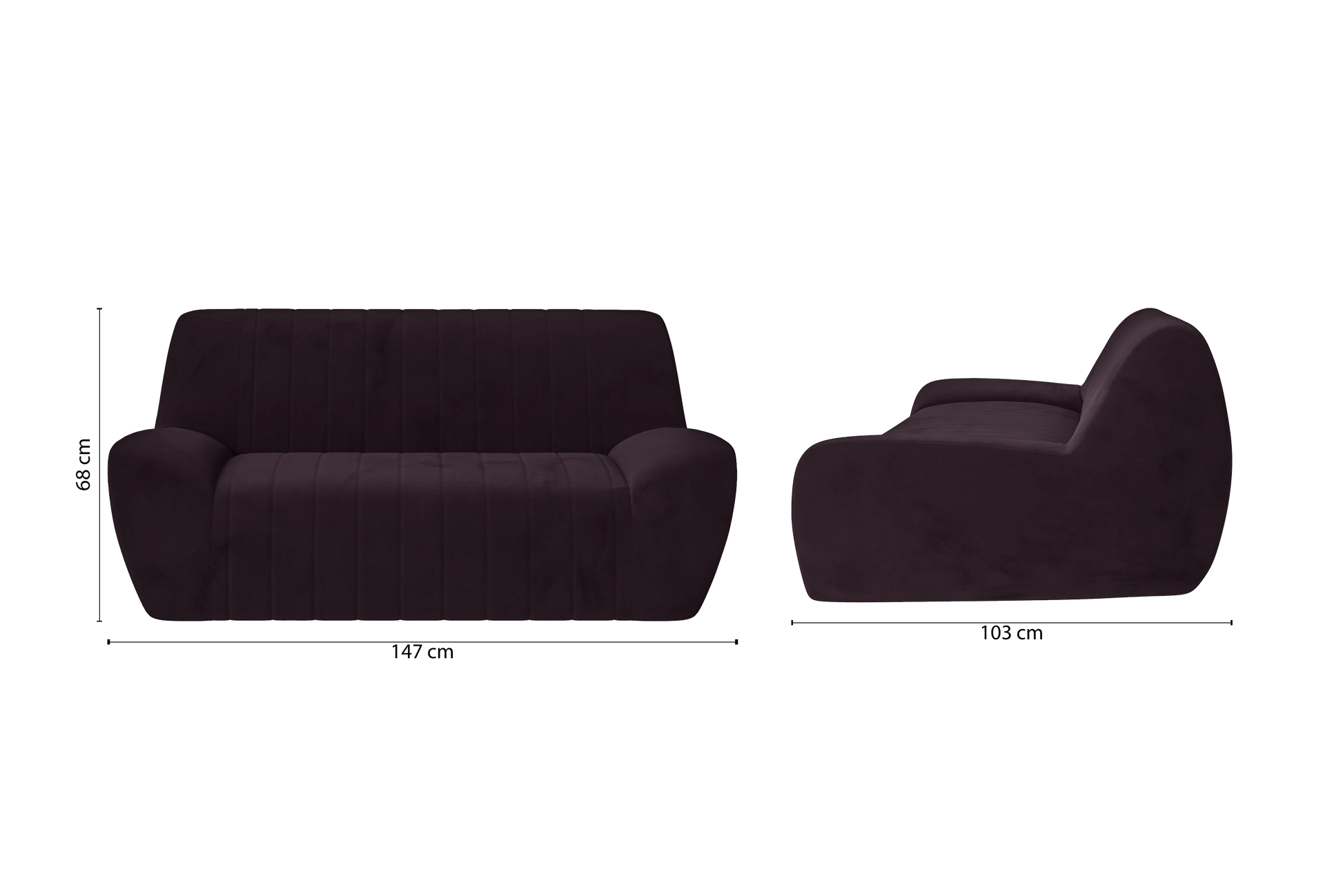 Trapani 2 Seater Sofa Purple Velvet