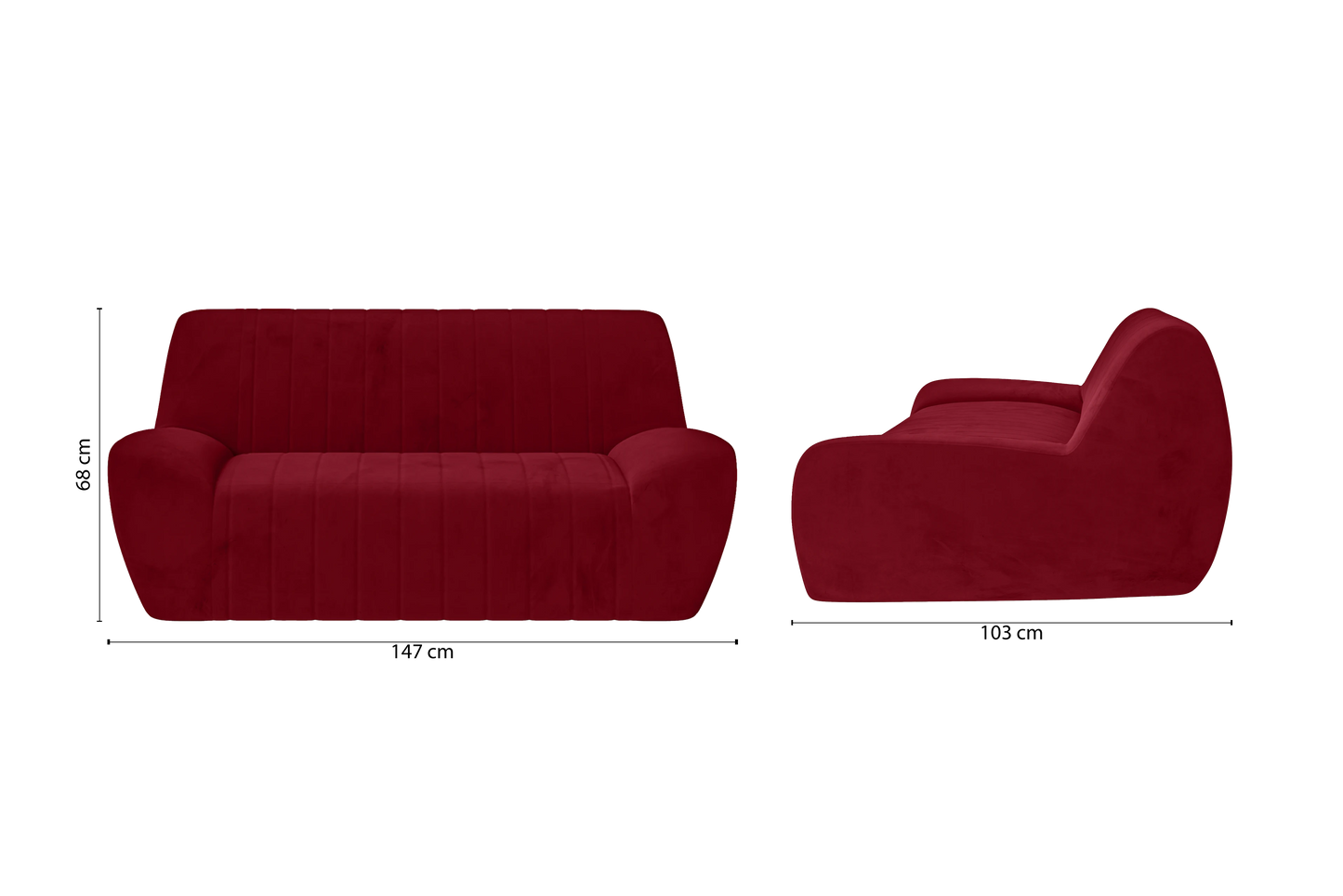 Trapani 2 Seater Sofa Red Velvet