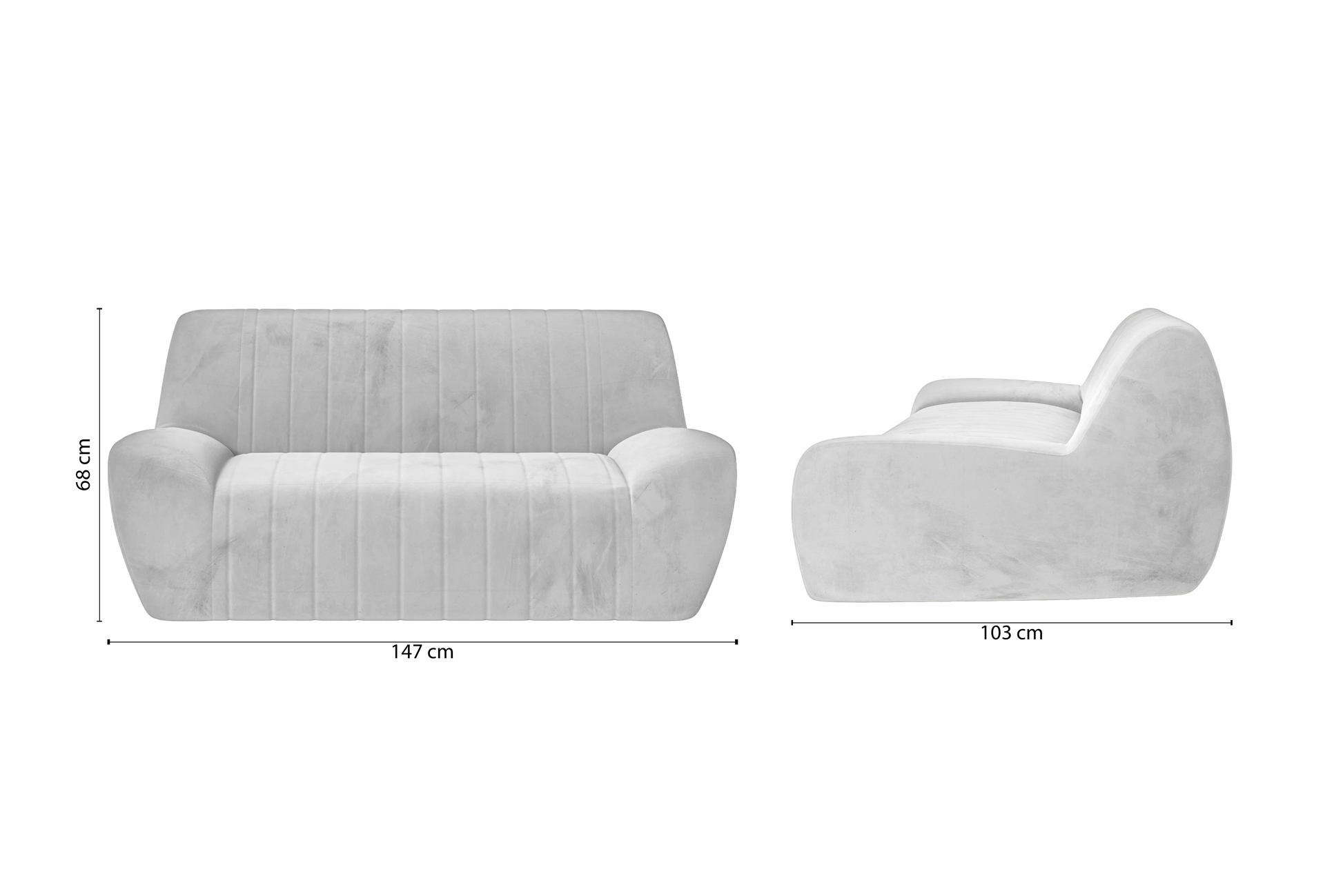 Trapani 2 Seater Sofa White Velvet