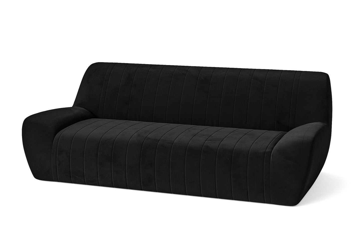 Trapani 3 Seater Sofa Black Velvet