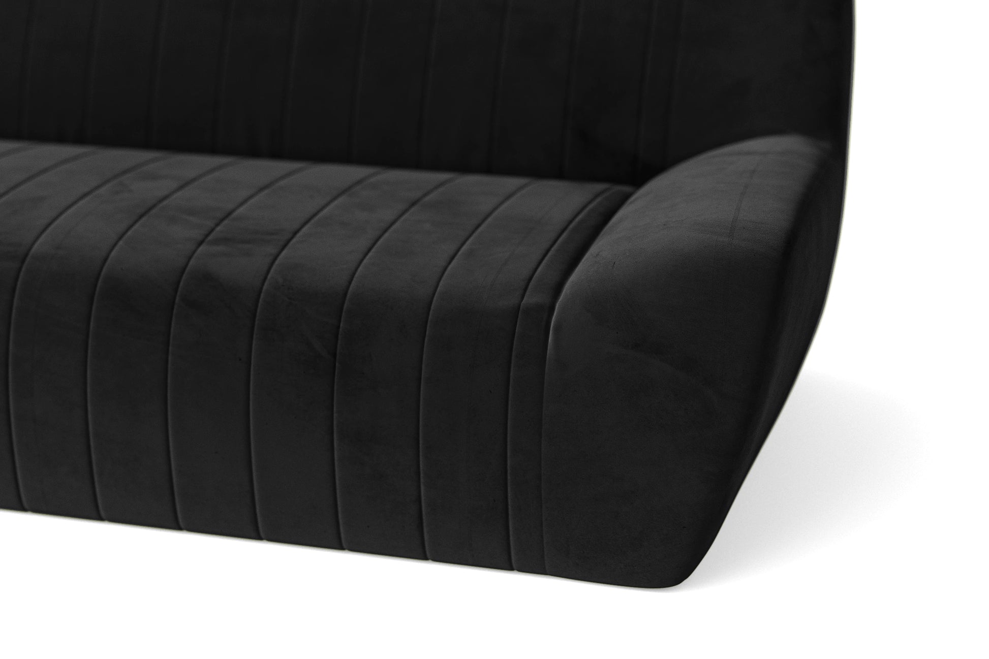 Trapani 3 Seater Sofa Black Velvet