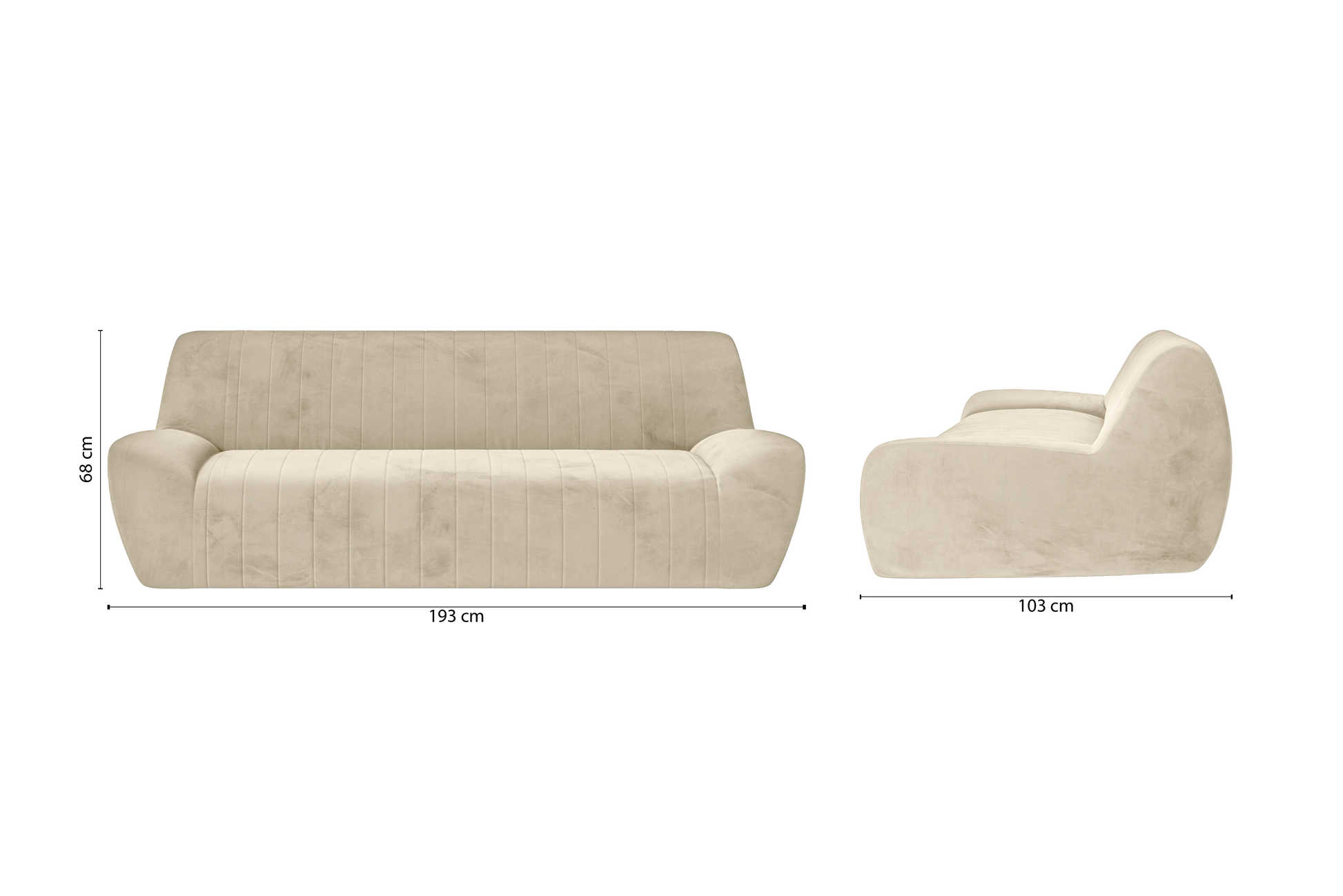 Trapani 3 Seater Sofa Cream Velvet