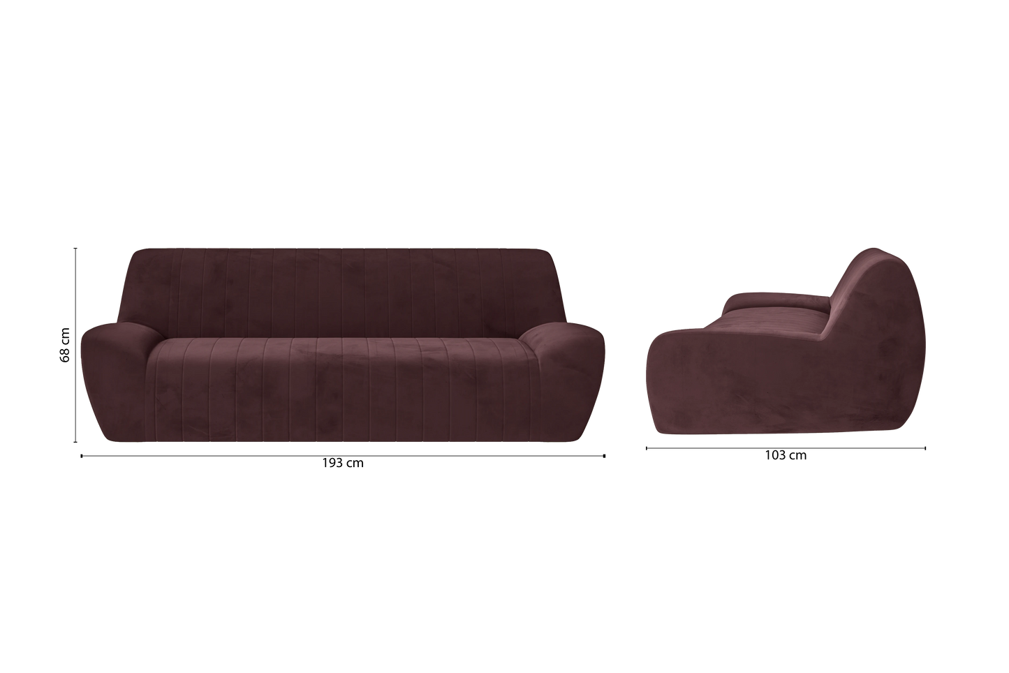 Trapani 3 Seater Sofa Grape Velvet